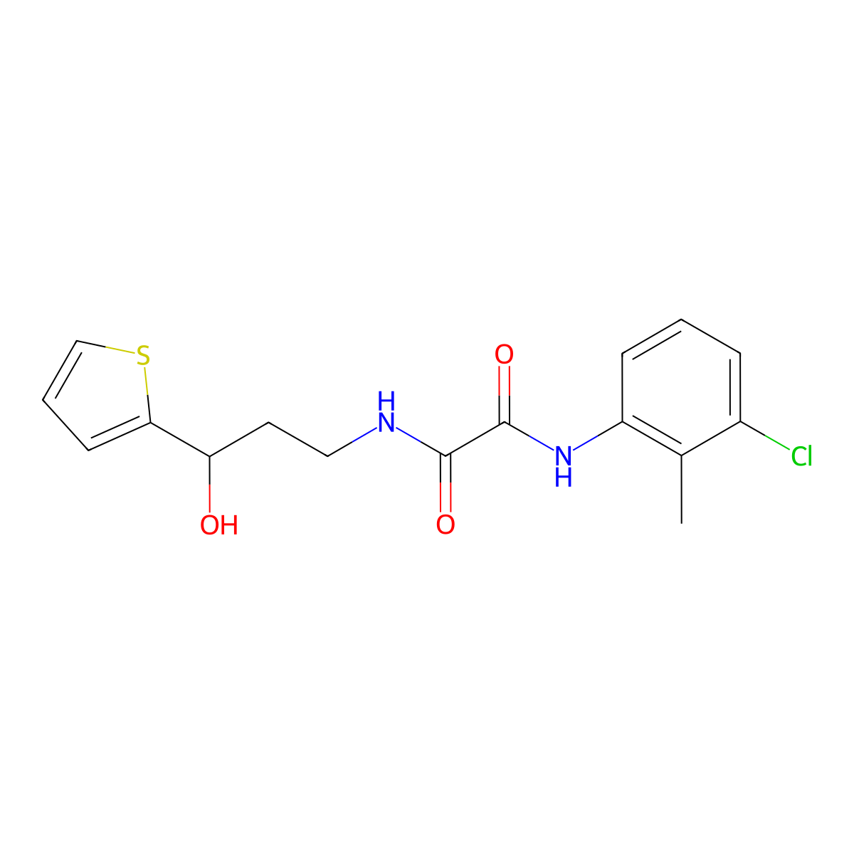 N1-(3-chloro-2-methylphenyl)-N2-(3-hydroxy-3-(thiophen-2-yl)propyl)oxalamide molecular structure, CAS 1421532-56-0