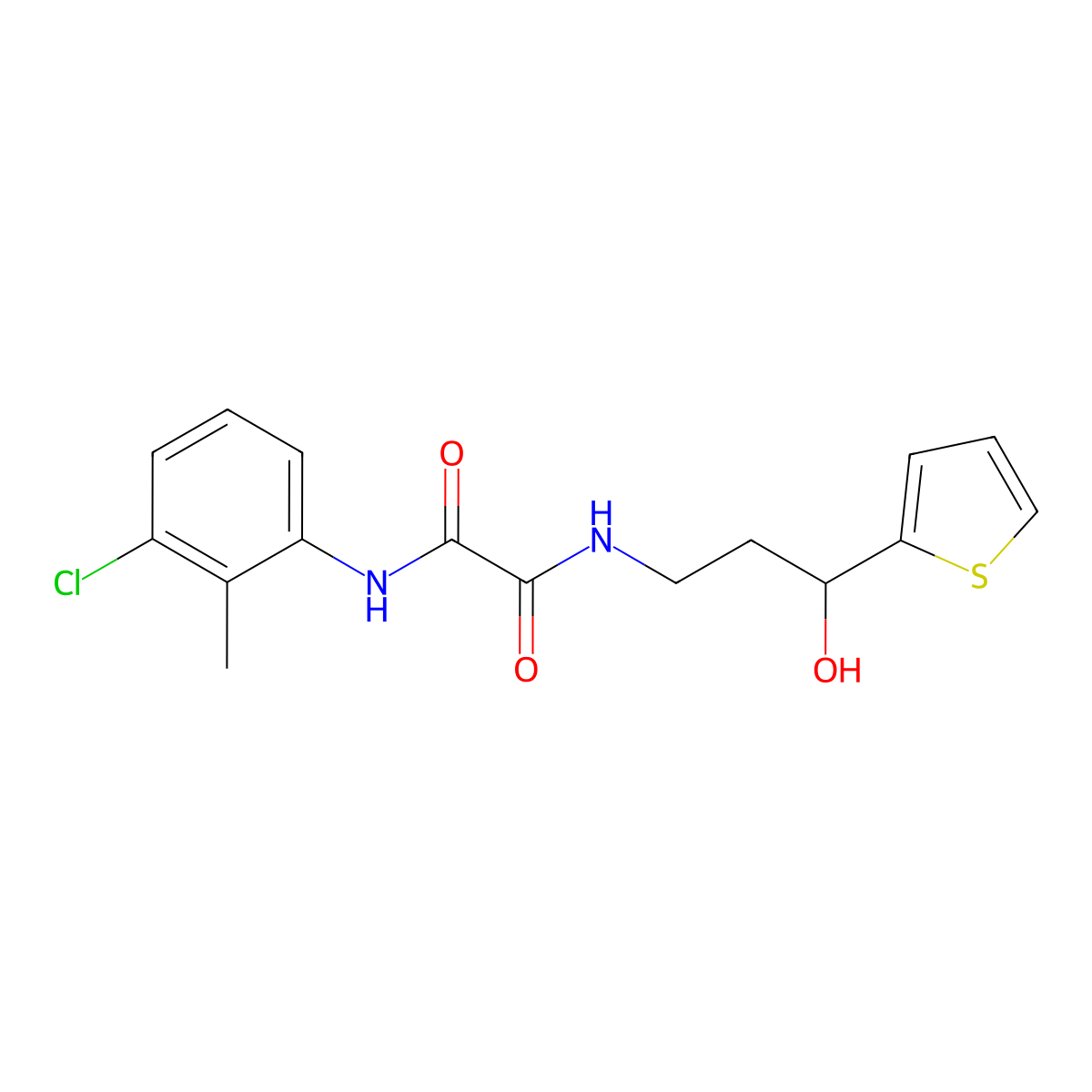 N1-(3-chloro-2-methylphenyl)-N2-(3-hydroxy-3-(thiophen-2-yl)propyl)oxalamide molecular structure, CAS 1421532-56-0