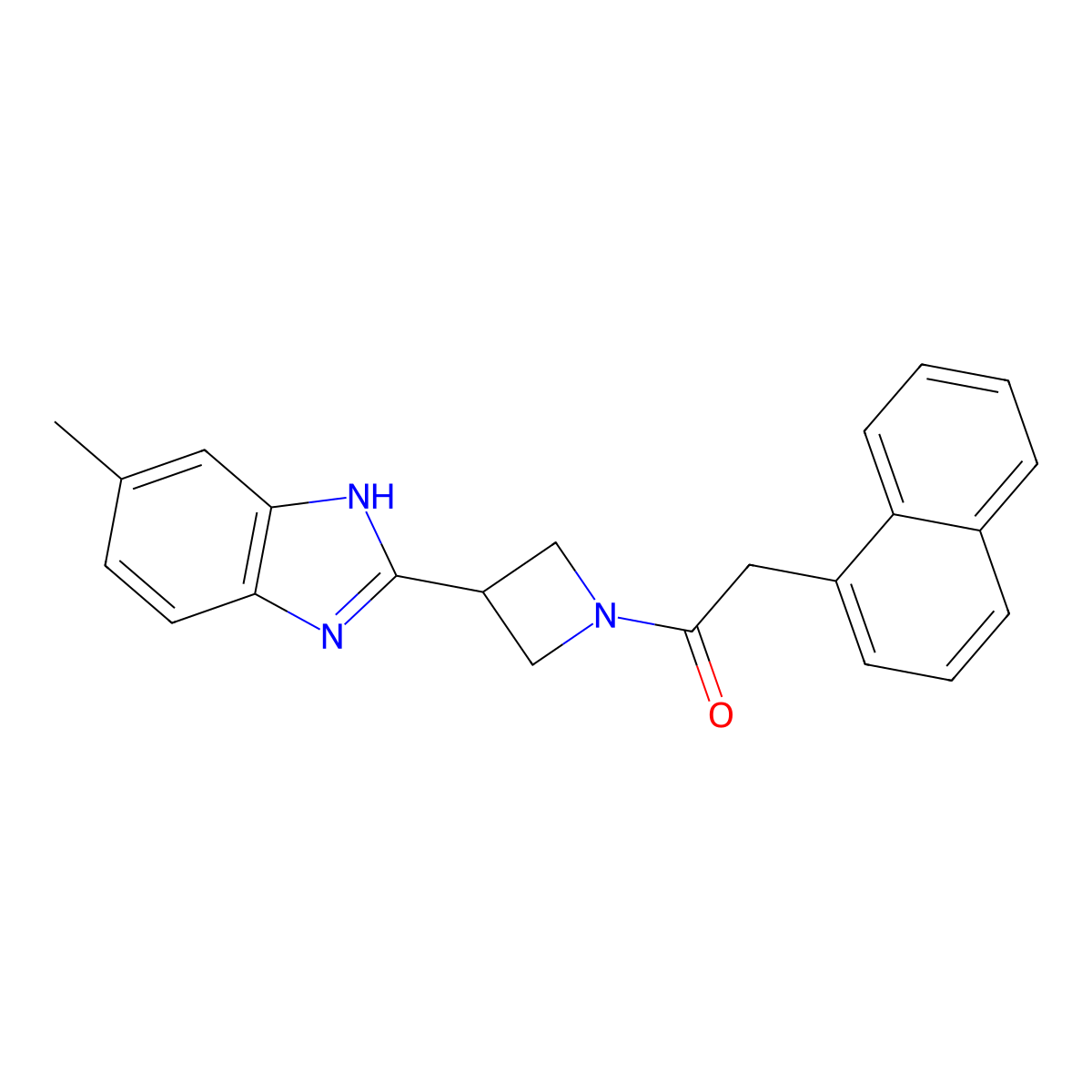 1-(3-(5-methyl-1H-benzo[d]imidazol-2-yl)azetidin-1-yl)-2-(naphthalen-1-yl)ethanone molecular structure, CAS 1421532-58-2