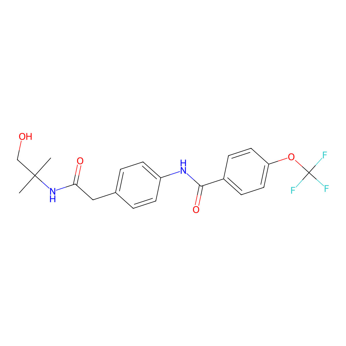 N-(4-(2-((1-hydroxy-2-methylpropan-2-yl)amino)-2-oxoethyl)phenyl)-4-(trifluoromethoxy)benzamide molecular structure, CAS 1421532-62-8