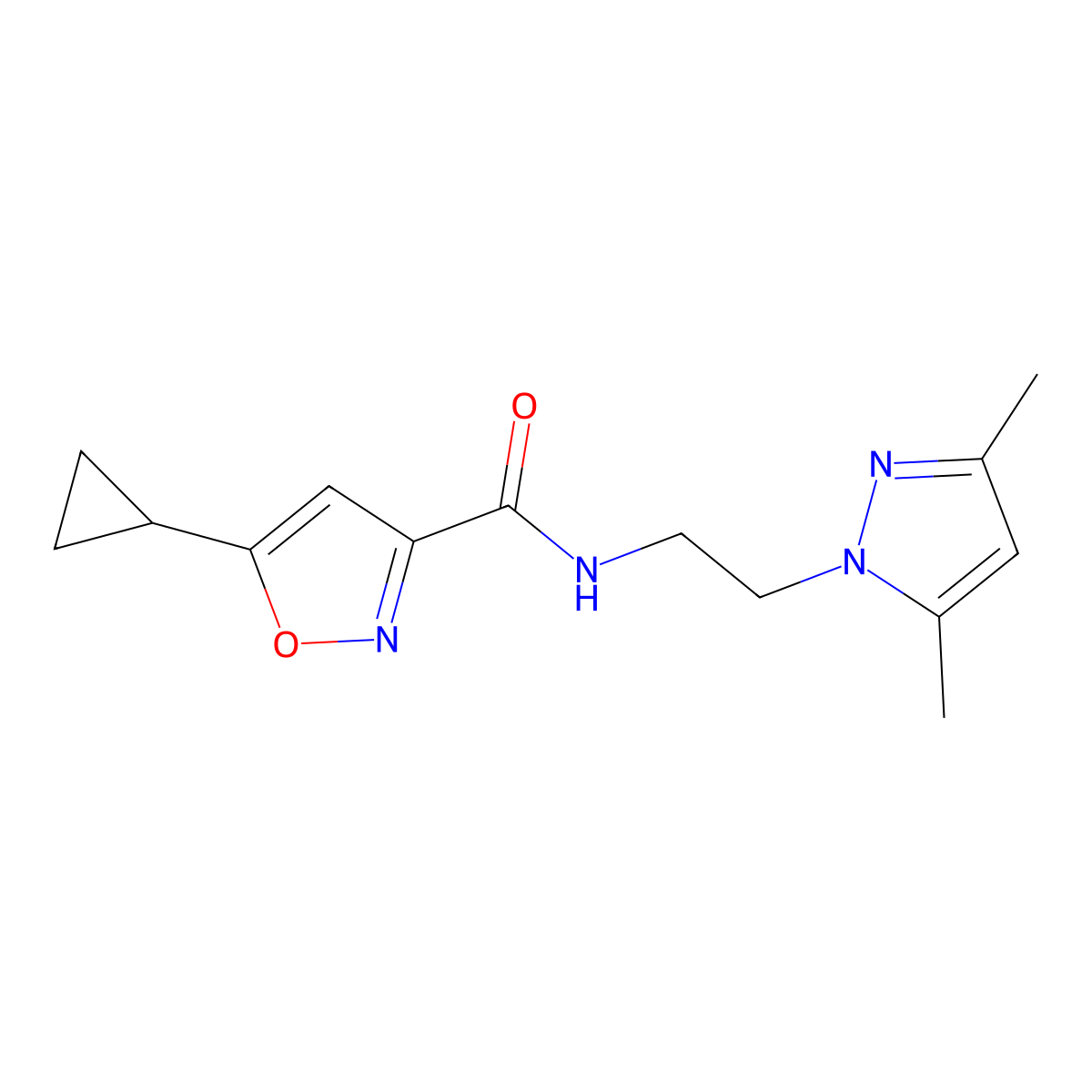 5-cyclopropyl-N-(2-(3,5-dimethyl-1H-pyrazol-1-yl)ethyl)isoxazole-3-carboxamide molecular structure, CAS 1421532-64-0