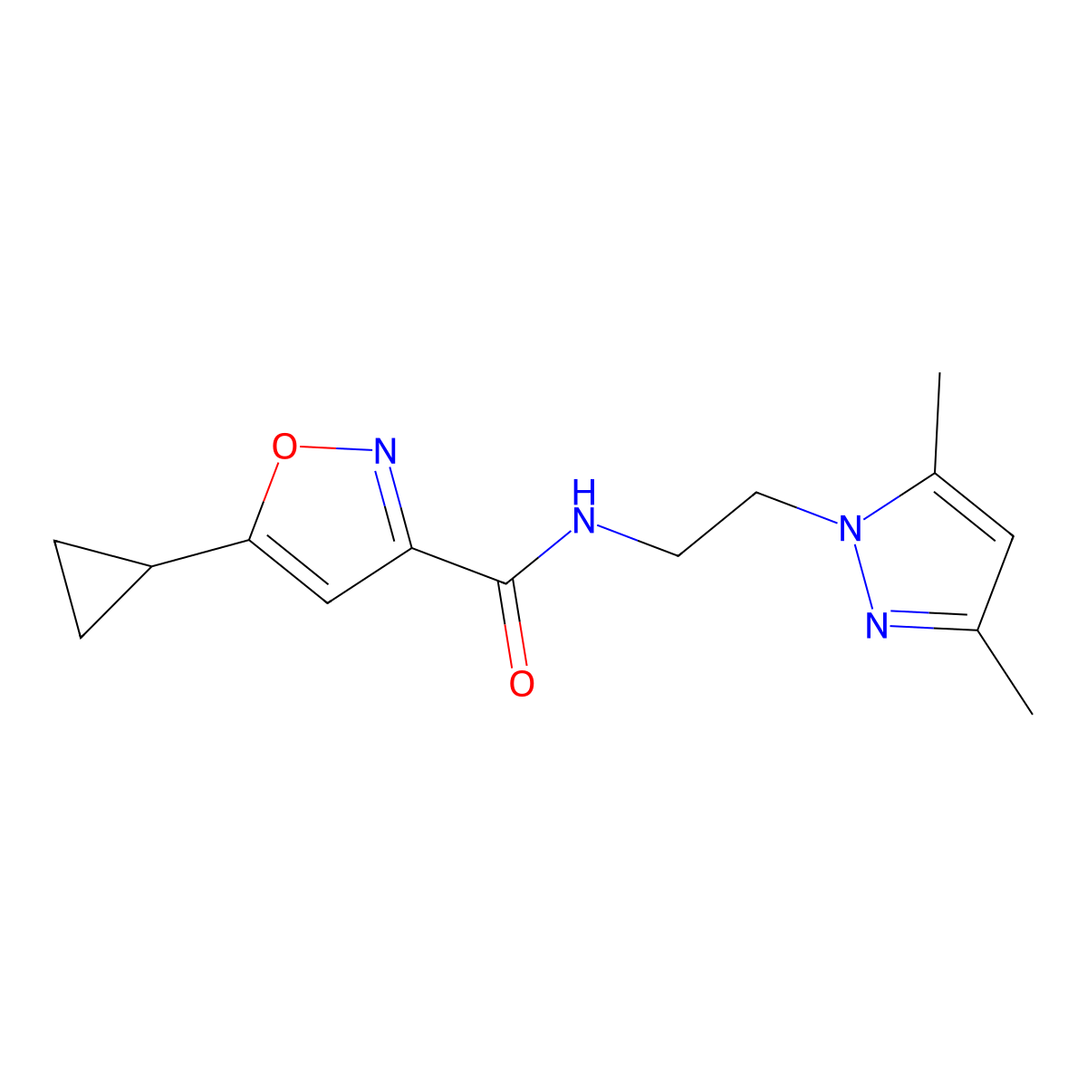5-cyclopropyl-N-(2-(3,5-dimethyl-1H-pyrazol-1-yl)ethyl)isoxazole-3-carboxamide molecular structure, CAS 1421532-64-0