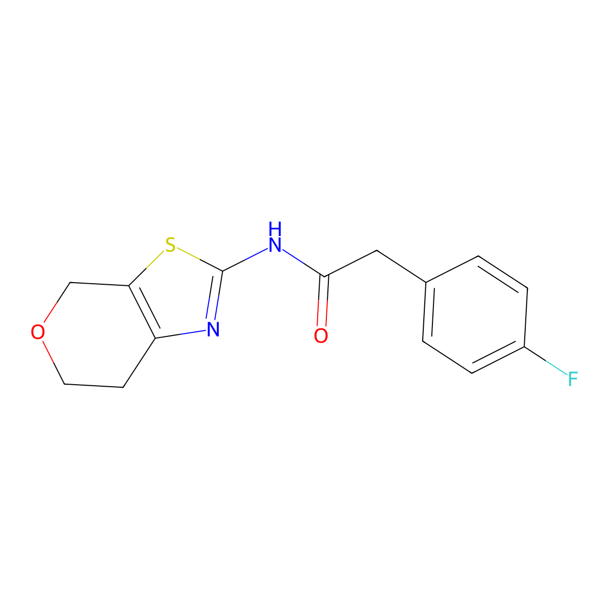 N-(6,7-dihydro-4H-pyrano[4,3-d]thiazol-2-yl)-2-(4-fluorophenyl)acetamide molecular structure, CAS 1421532-87-7