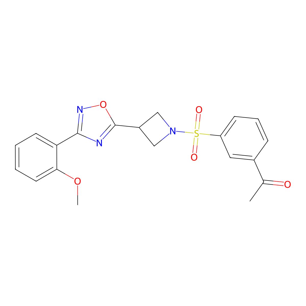 1-(3-((3-(3-(2-Methoxyphenyl)-1,2,4-oxadiazol-5-yl)azetidin-1-yl)sulfonyl)phenyl)ethanone molecular structure, CAS 1421532-90-2