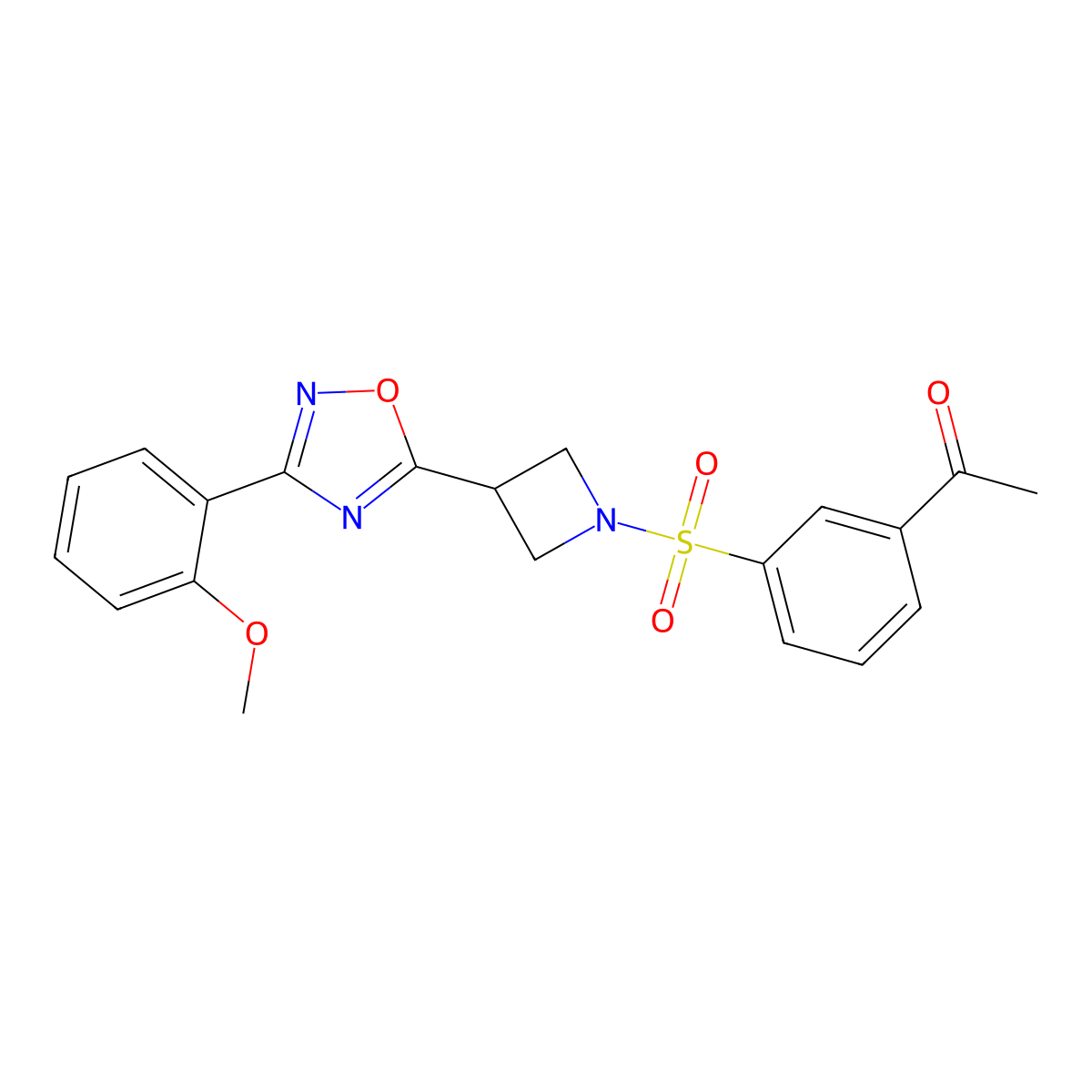 1-(3-((3-(3-(2-Methoxyphenyl)-1,2,4-oxadiazol-5-yl)azetidin-1-yl)sulfonyl)phenyl)ethanone molecular structure, CAS 1421532-90-2