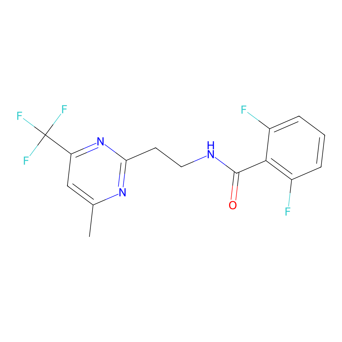 2,6-difluoro-N-{2-[4-methyl-6-(trifluoromethyl)pyrimidin-2-yl]ethyl}benzamide molecular structure, CAS 1421532-96-8