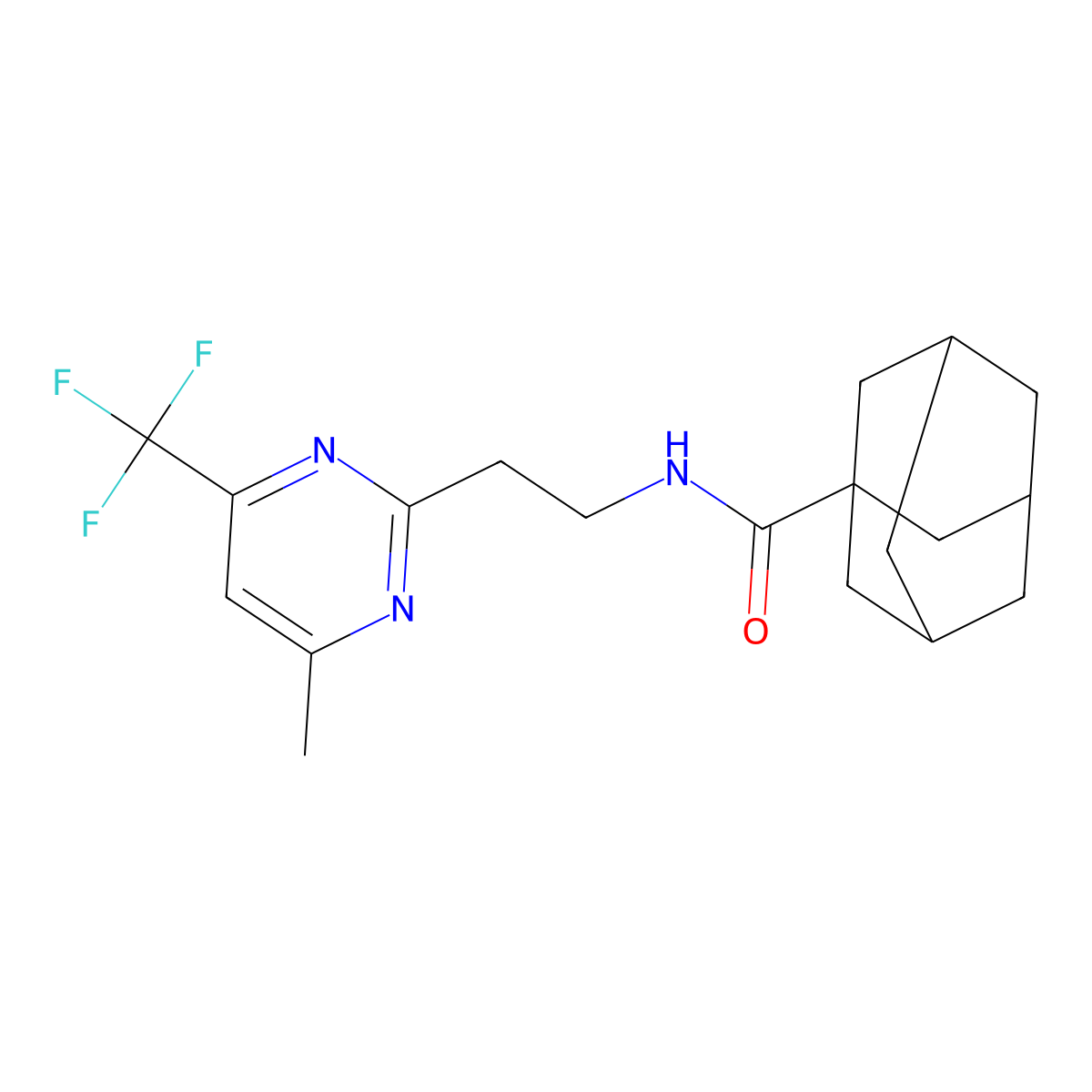 N-{2-[4-methyl-6-(trifluoromethyl)pyrimidin-2-yl]ethyl}adamantane-1-carboxamide molecular structure, CAS 1421532-99-1