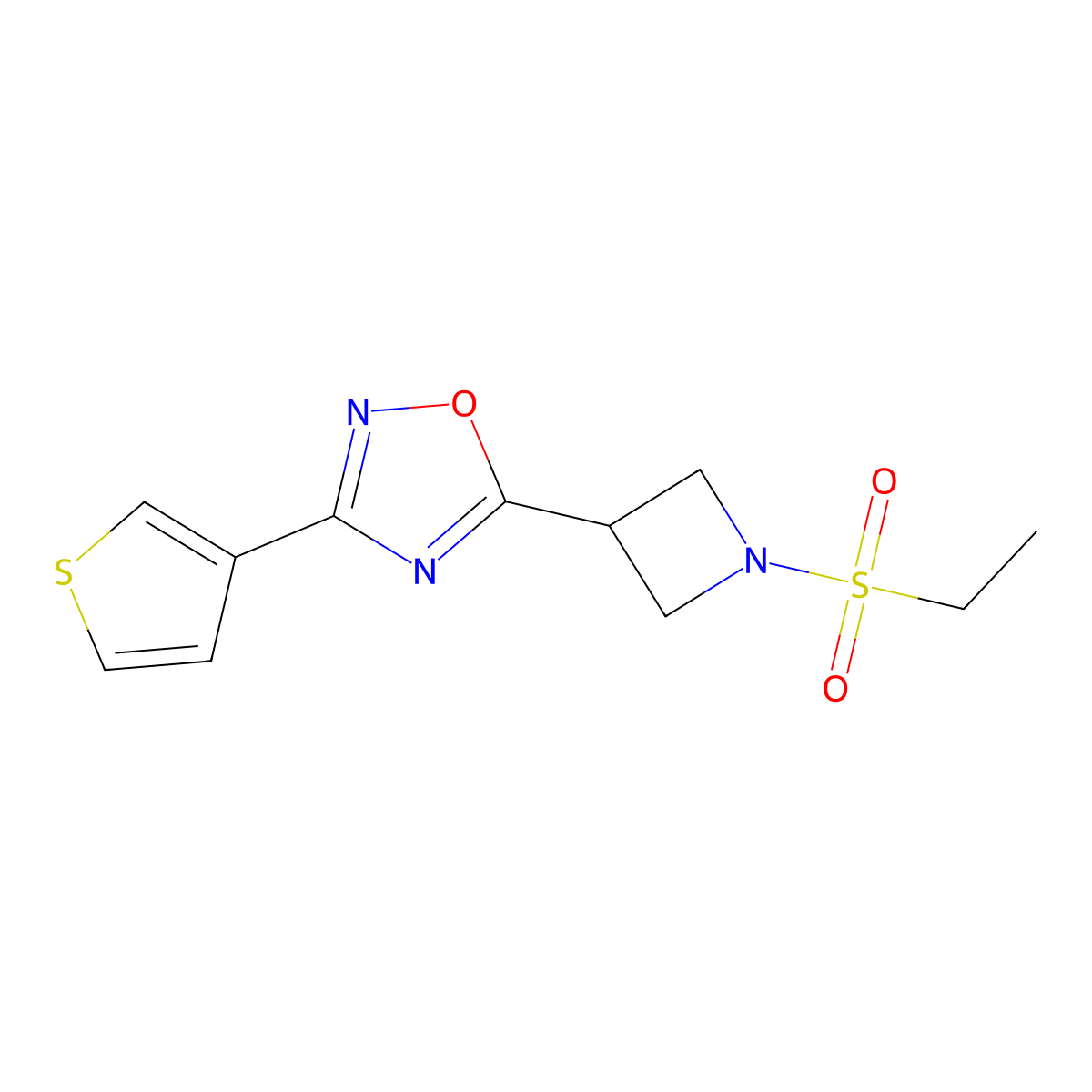 5-(1-(Ethylsulfonyl)azetidin-3-yl)-3-(thiophen-3-yl)-1,2,4-oxadiazole molecular structure, CAS 1421533-06-3