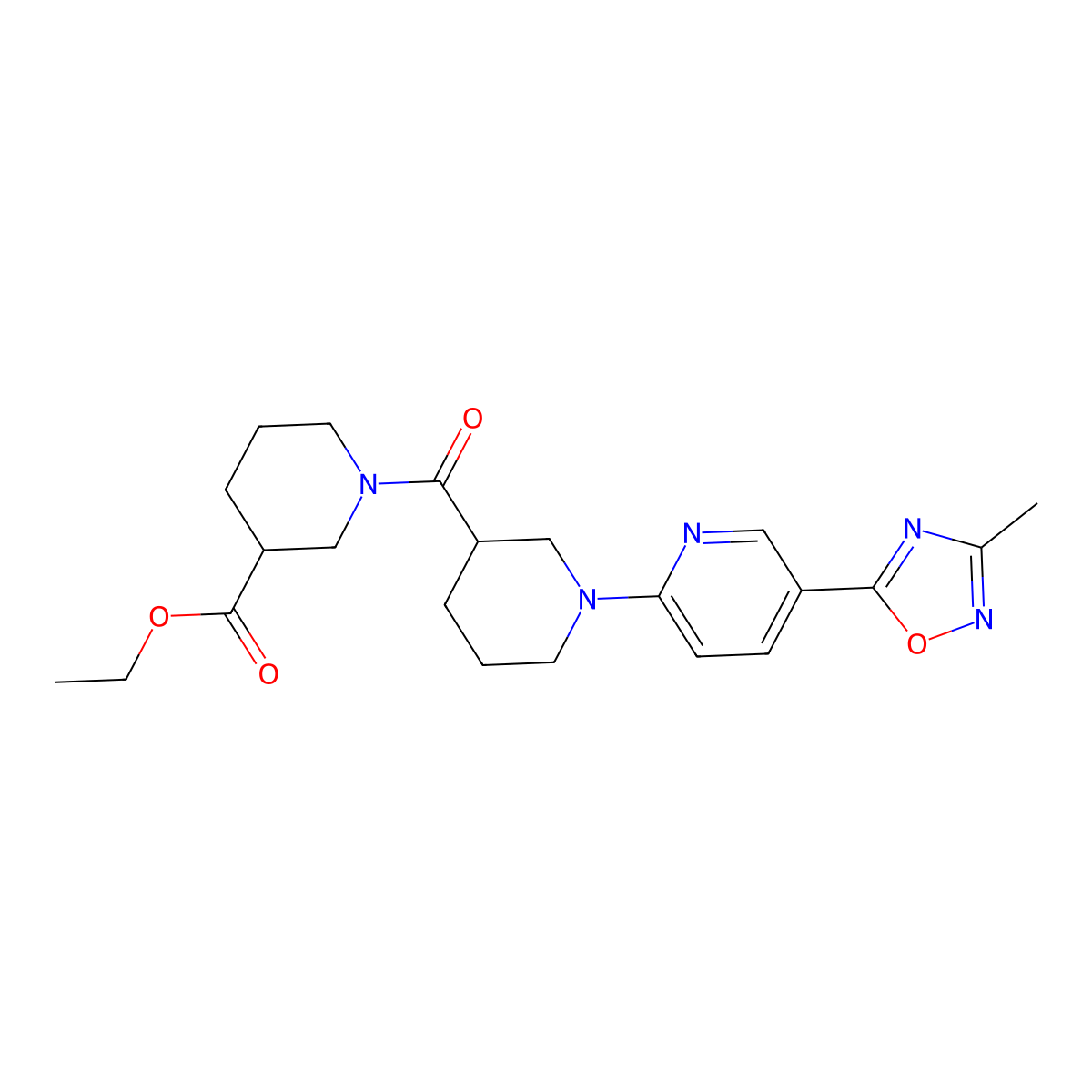 Ethyl 1-{1-[5-(3-methyl-1,2,4-oxadiazol-5-YL)pyridin-2-YL]piperidine-3-carbonyl}piperidine-3-carboxylate molecular structure, CAS 1421533-14-3
