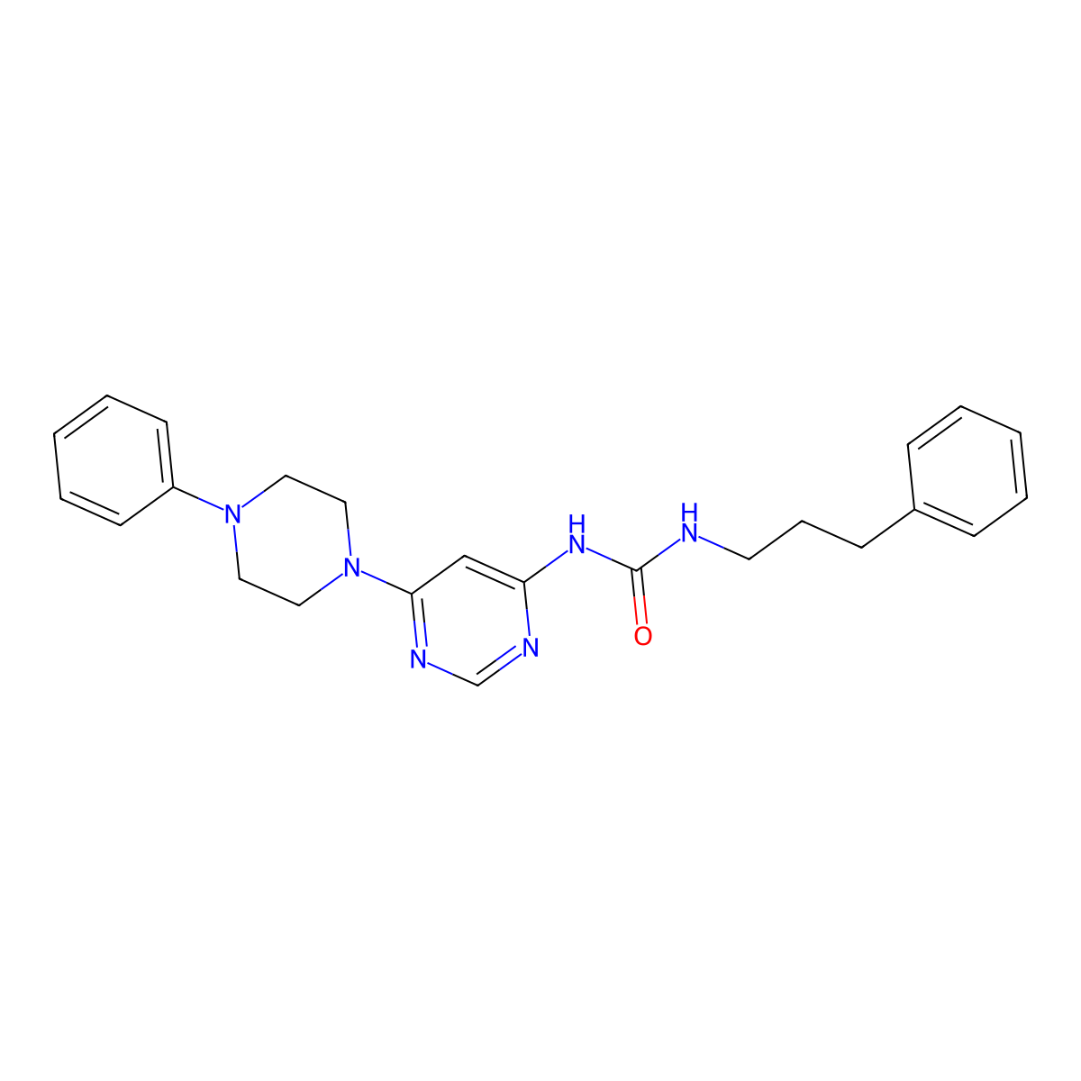 1-(6-(4-Phenylpiperazin-1-yl)pyrimidin-4-yl)-3-(3-phenylpropyl)urea molecular structure, CAS 1421533-18-7