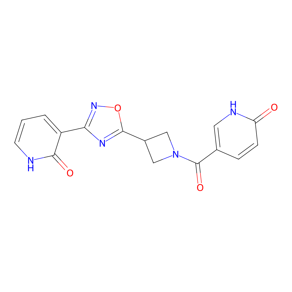 3-{5-[1-(6-Oxo-1,6-dihydropyridine-3-carbonyl)azetidin-3-yl]-1,2,4-oxadiazol-3-yl}-1,2-dihydropyridin-2-one molecular structure, CAS 1421533-23-4