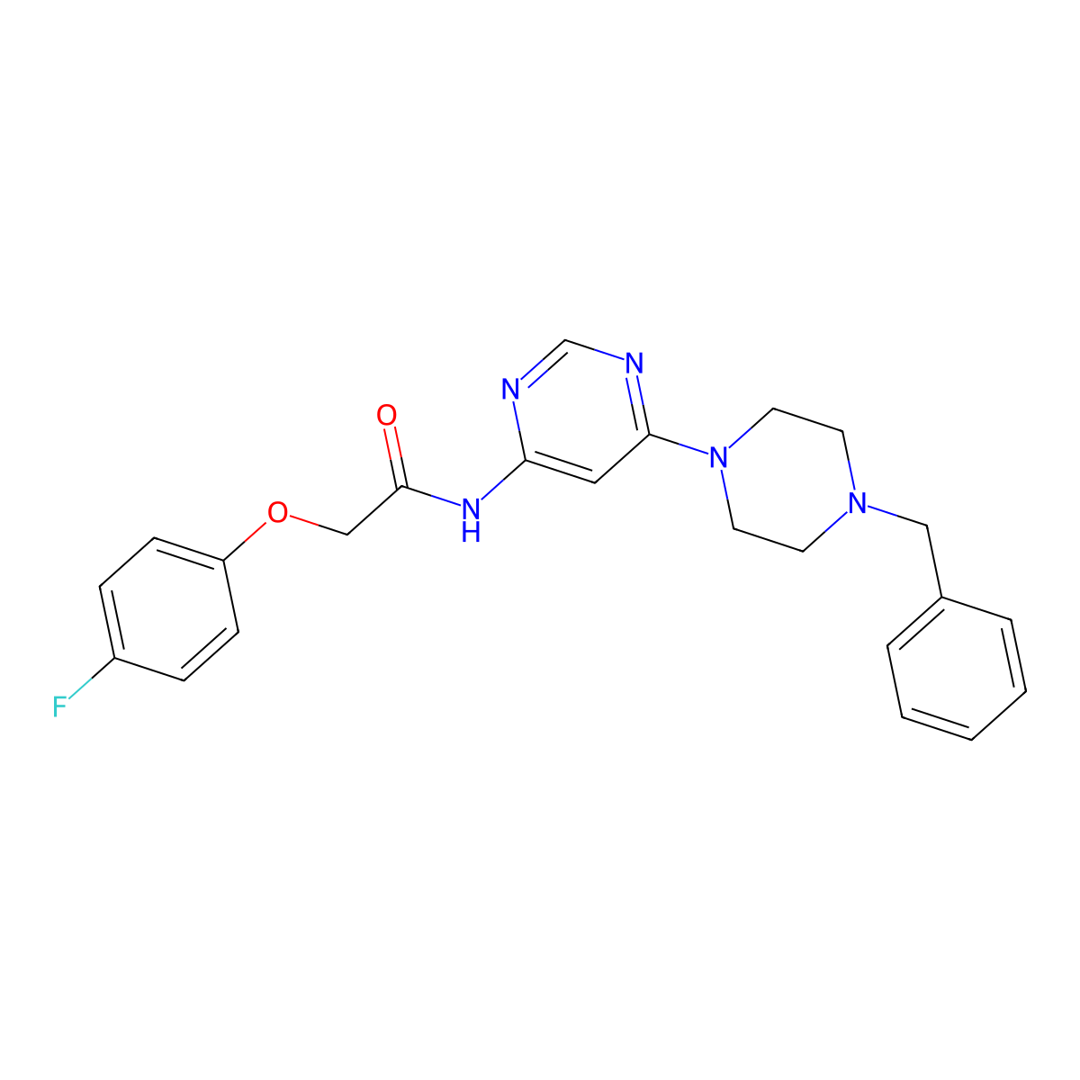 N-[6-(4-benzylpiperazin-1-yl)pyrimidin-4-yl]-2-(4-fluorophenoxy)acetamide molecular structure, CAS 1421533-25-6
