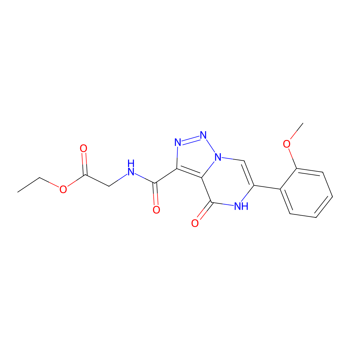 Ethyl 2-(6-(2-methoxyphenyl)-4-oxo-4,5-dihydro-[1,2,3]triazolo[1,5-a]pyrazine-3-carboxamido)acetate molecular structure, CAS 1421533-28-9