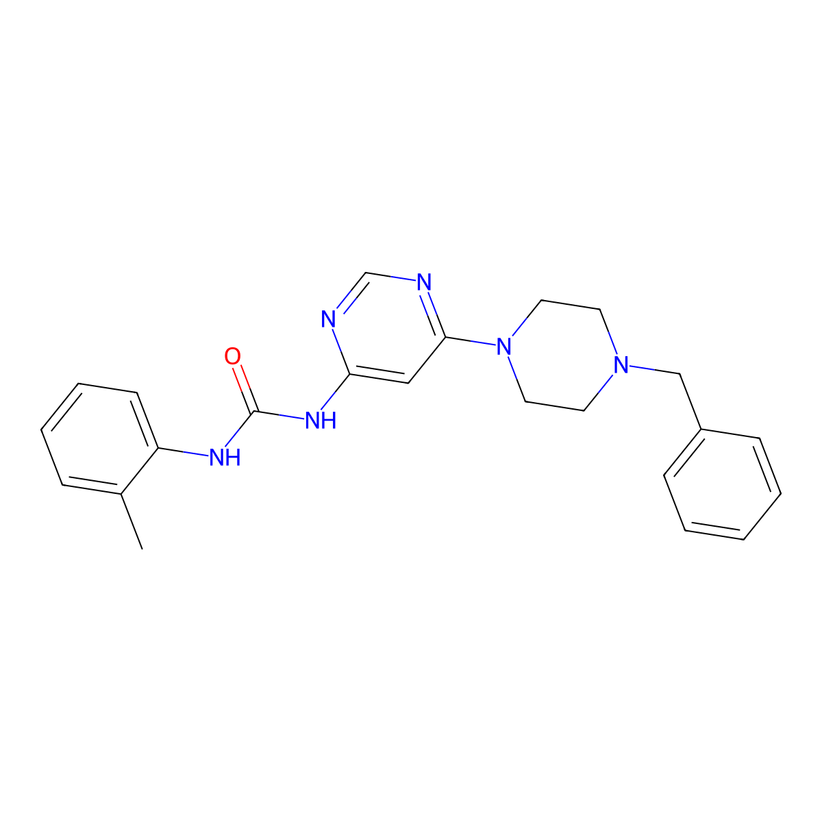 1-(6-(4-Benzylpiperazin-1-yl)pyrimidin-4-yl)-3-(o-tolyl)urea molecular structure, CAS 1421533-30-3