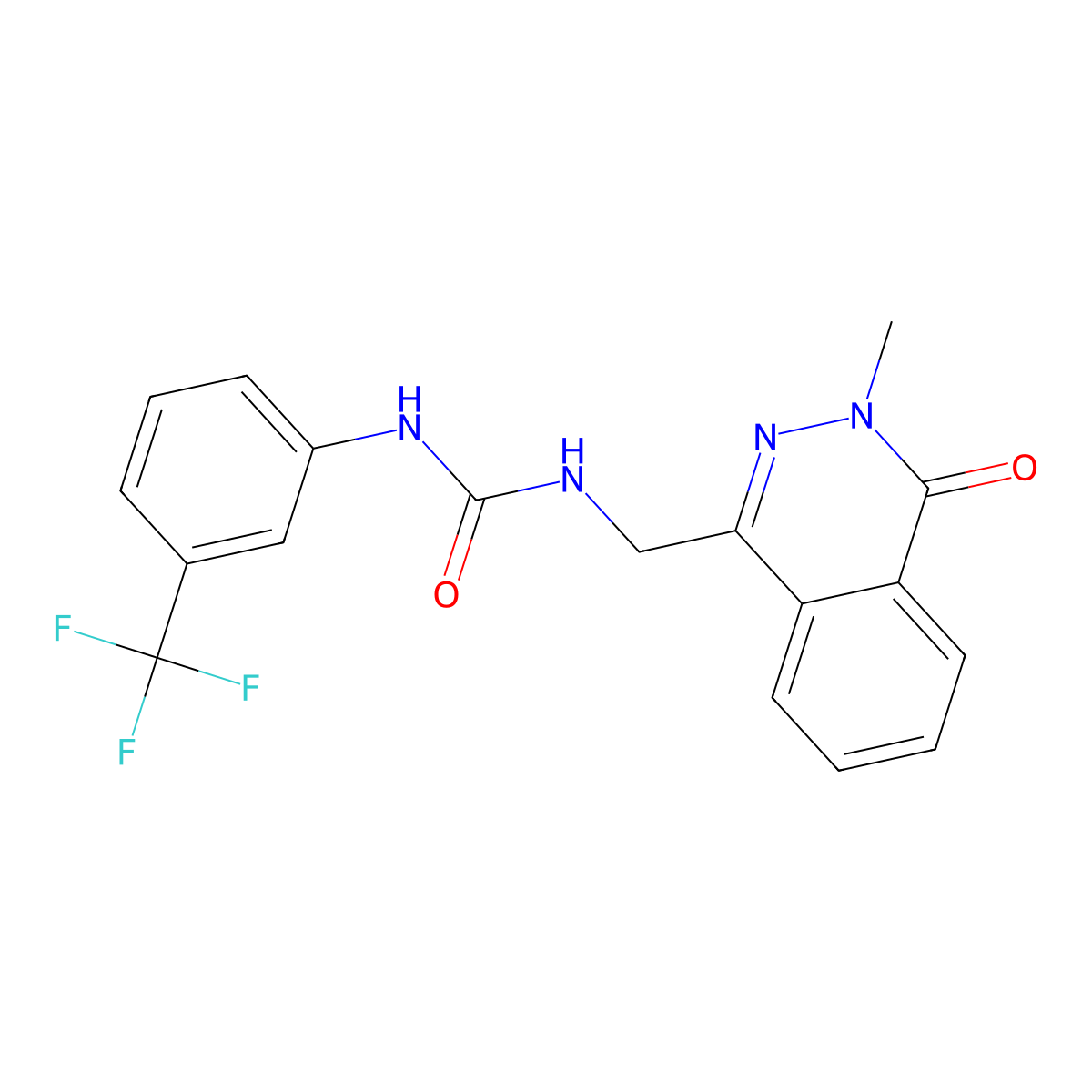 1-((3-Methyl-4-oxo-3,4-dihydrophthalazin-1-yl)methyl)-3-(3-(trifluoromethyl)phenyl)urea molecular structure, CAS 1421583-48-3