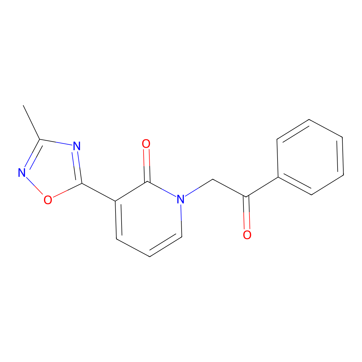 3-(3-methyl-1,2,4-oxadiazol-5-yl)-1-(2-oxo-2-phenylethyl)pyridin-2(1H)-one molecular structure, CAS 1421583-50-7