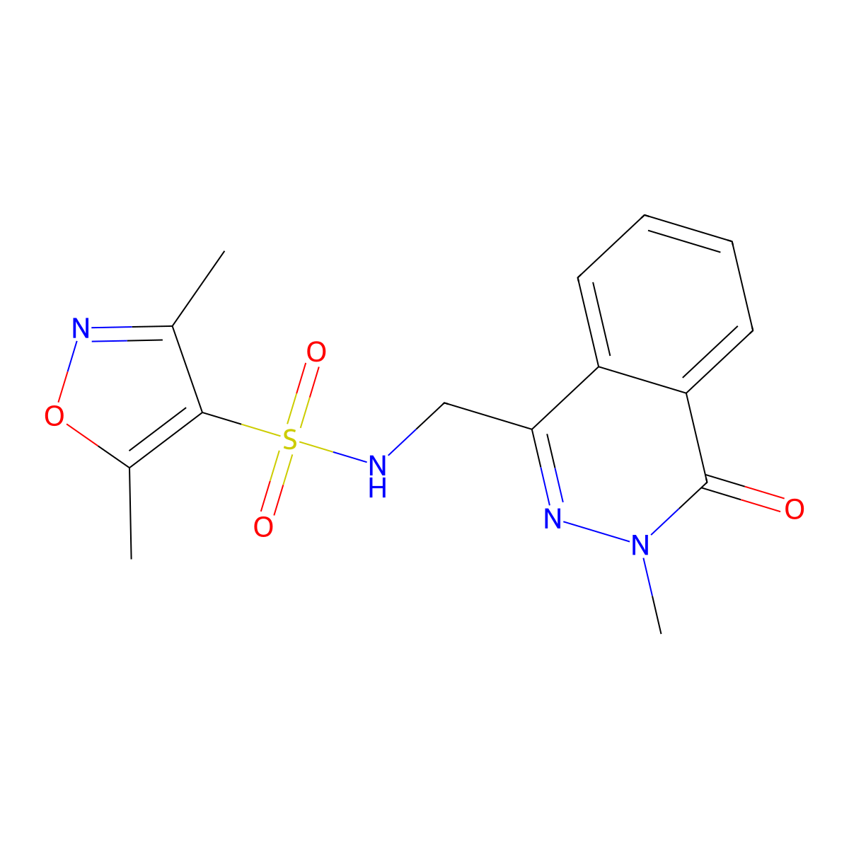 3,5-dimethyl-N-((3-methyl-4-oxo-3,4-dihydrophthalazin-1-yl)methyl)isoxazole-4-sulfonamide molecular structure, CAS 1421583-52-9