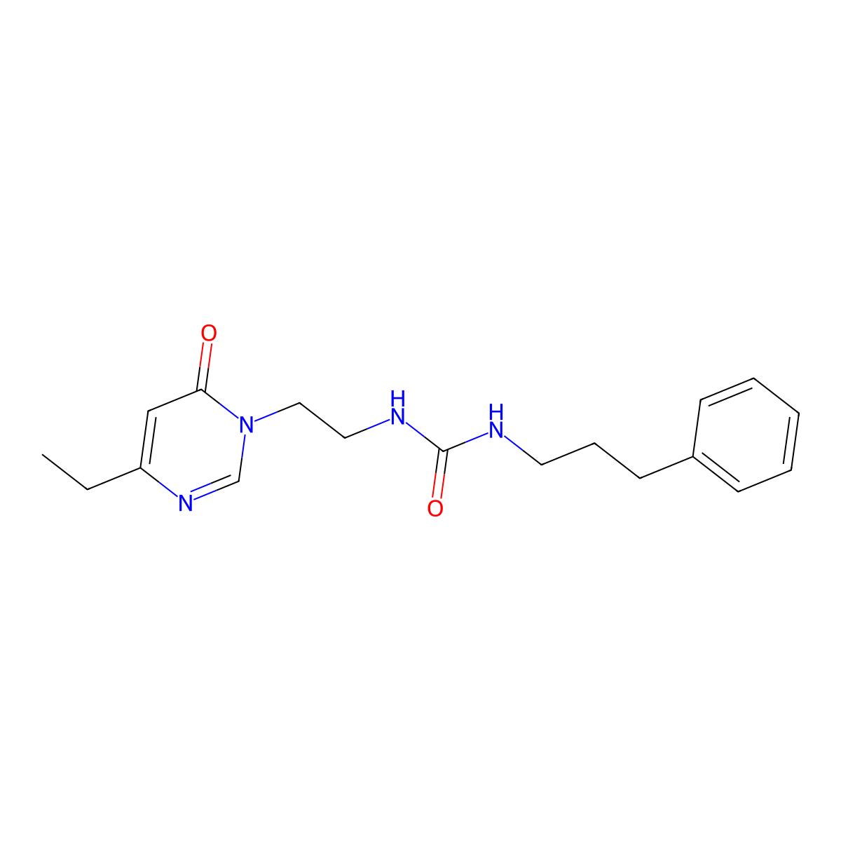 1-(2-(4-ethyl-6-oxopyrimidin-1(6H)-yl)ethyl)-3-(3-phenylpropyl)urea molecular structure, CAS 1421583-53-0