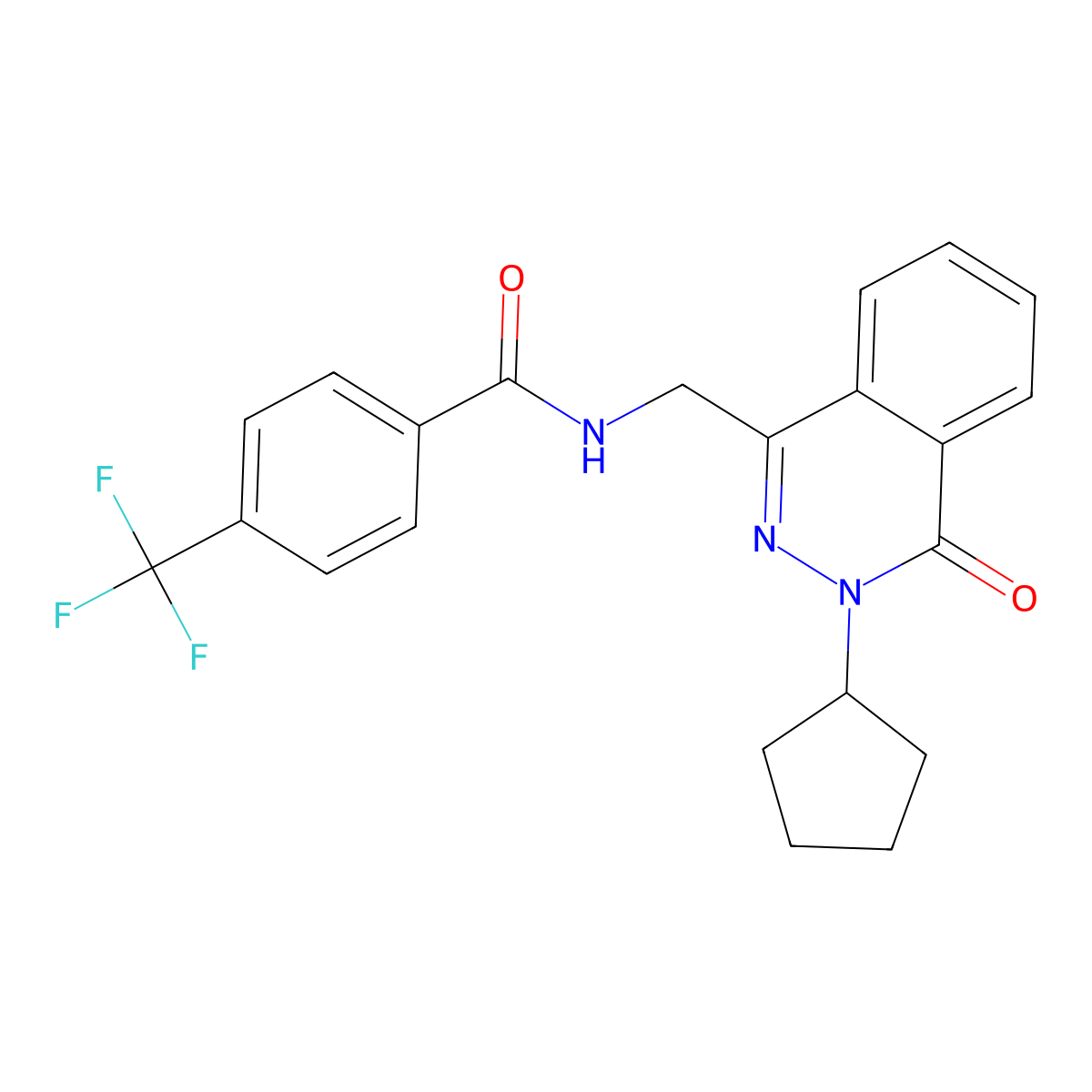 N-((3-cyclopentyl-4-oxo-3,4-dihydrophthalazin-1-yl)methyl)-4-(trifluoromethyl)benzamide molecular structure, CAS 1421583-56-3