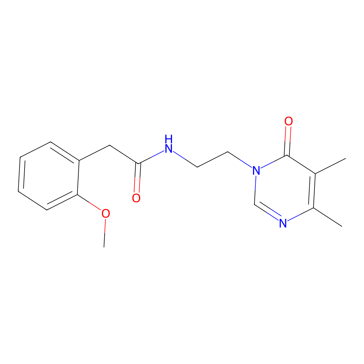 N-(2-(4,5-dimethyl-6-oxopyrimidin-1(6H)-yl)ethyl)-2-(2-methoxyphenyl)acetamide molecular structure, CAS 1421583-57-4