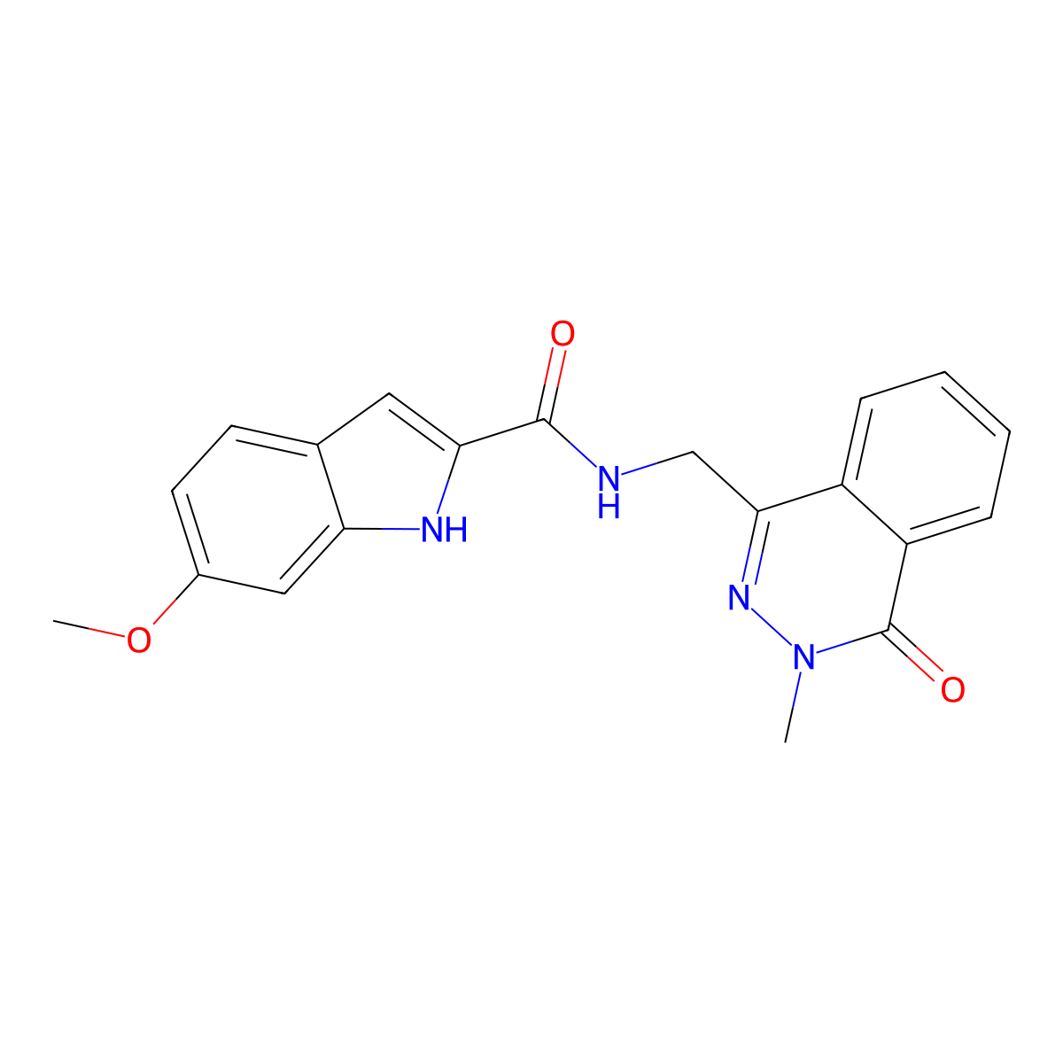 6-methoxy-N-[(3-methyl-4-oxo-3,4-dihydrophthalazin-1-yl)methyl]-1H-indole-2-carboxamide molecular structure, CAS 1421583-71-2