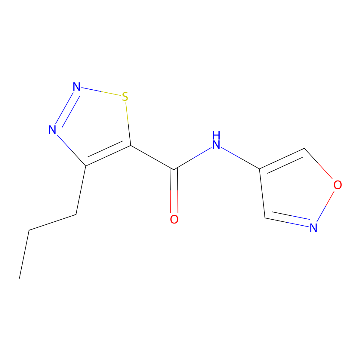 N-(isoxazol-4-yl)-4-propyl-1,2,3-thiadiazole-5-carboxamide molecular structure, CAS 1421583-78-9
