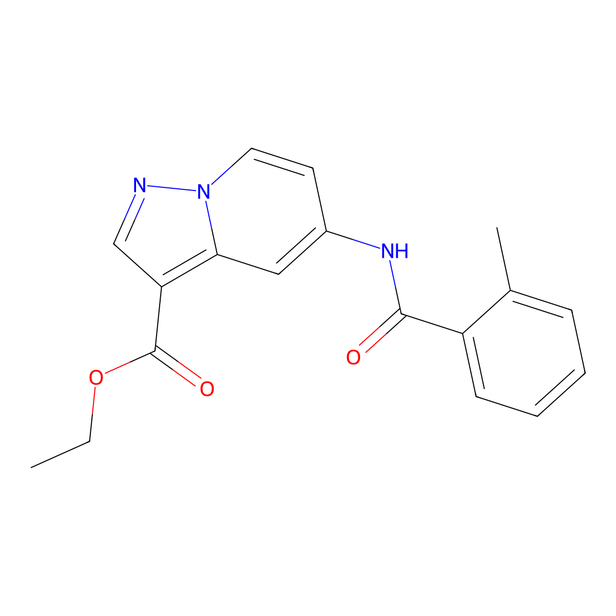 Ethyl 5-(2-methylbenzamido)pyrazolo[1,5-a]pyridine-3-carboxylate molecular structure, CAS 1421583-90-5