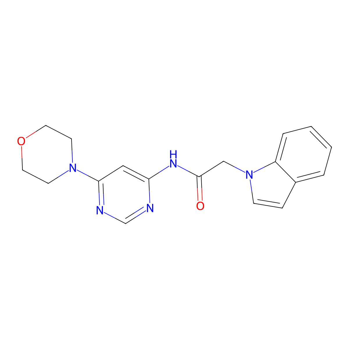 2-(1H-indol-1-yl)-N-(6-morpholinopyrimidin-4-yl)acetamide molecular structure, CAS 1421583-91-6