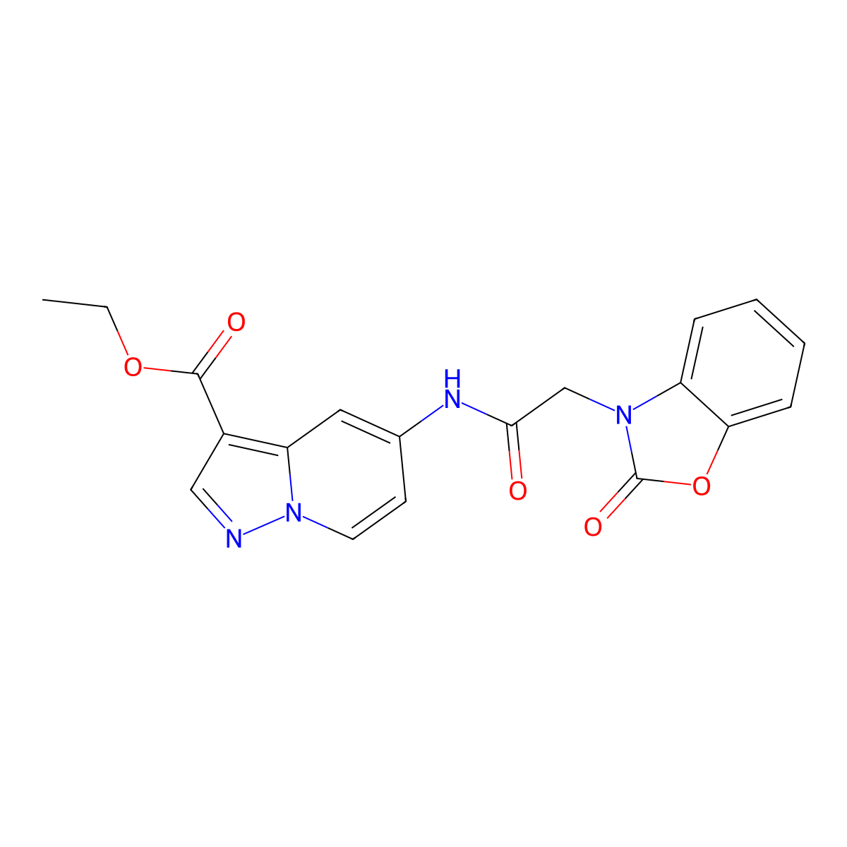 ethyl 5-(2-(2-oxobenzo[d]oxazol-3(2H)-yl)acetamido)pyrazolo[1,5-a]pyridine-3-carboxylate molecular structure, CAS 1421583-96-1