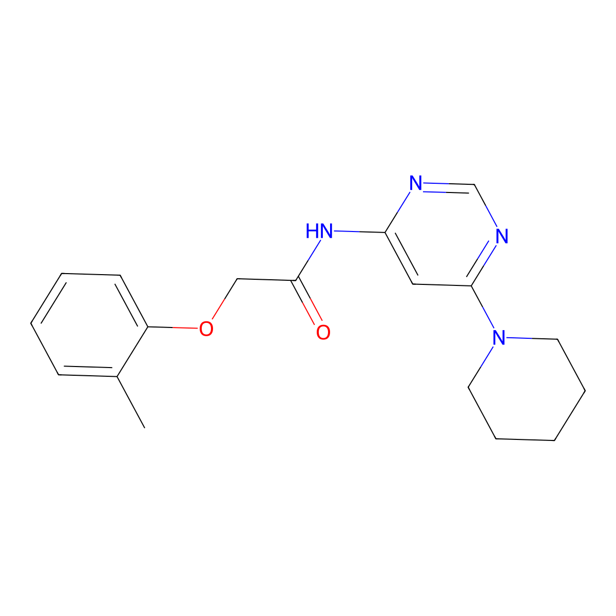 N-(6-(piperidin-1-yl)pyrimidin-4-yl)-2-(o-tolyloxy)acetamide molecular structure, CAS 1421584-00-0