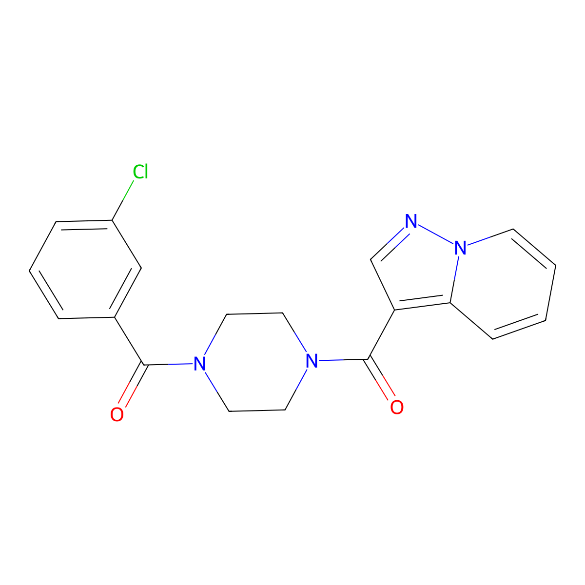 (4-(3-Chlorobenzoyl)piperazin-1-yl)(pyrazolo[1,5-a]pyridin-3-yl)methanone molecular structure, CAS 1421584-02-2