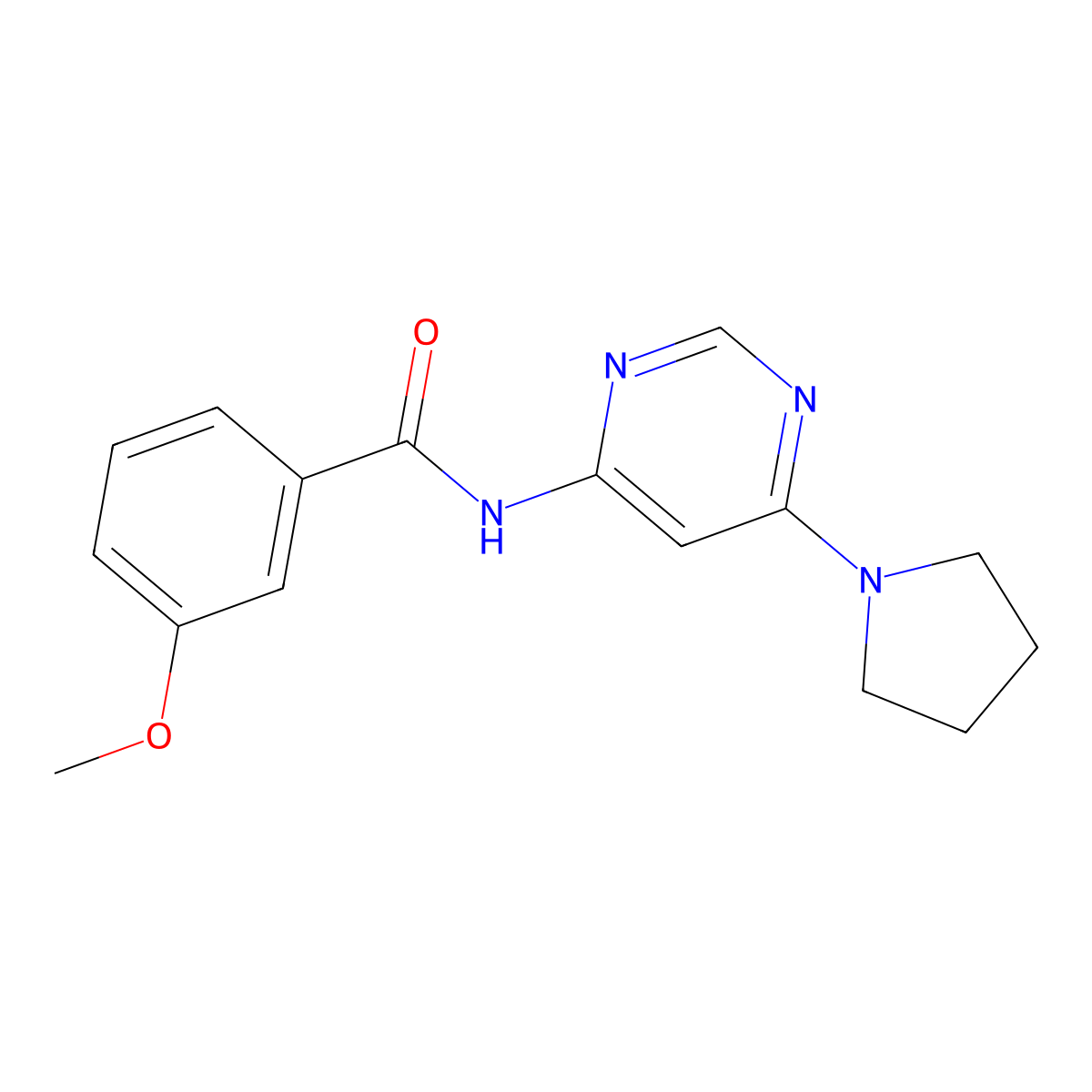 3-methoxy-N-[6-(pyrrolidin-1-yl)pyrimidin-4-yl]benzamide molecular structure, CAS 1421584-03-3