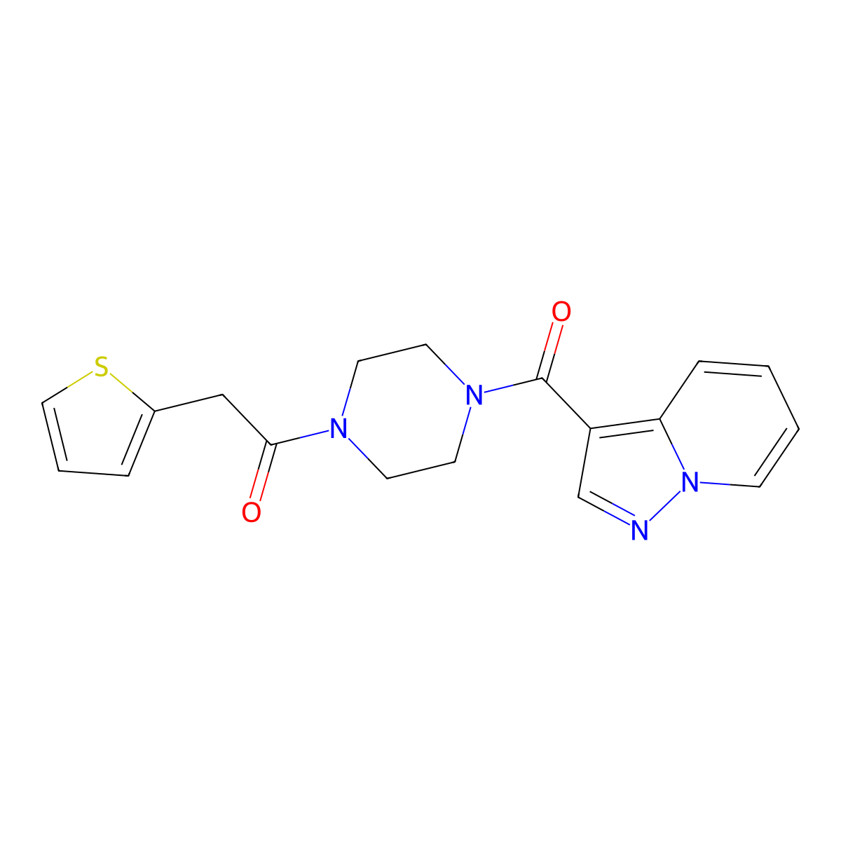 1-(4-(Pyrazolo[1,5-a]pyridine-3-carbonyl)piperazin-1-yl)-2-(thiophen-2-yl)ethanone molecular structure, CAS 1421584-05-5