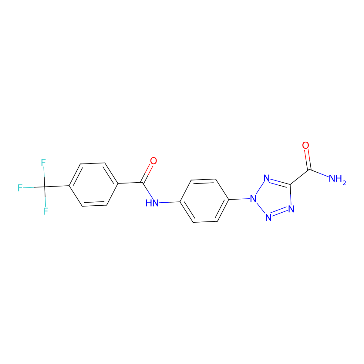 2-(4-(4-(trifluoromethyl)benzamido)phenyl)-2H-tetrazole-5-carboxamide molecular structure, CAS 1421584-12-4