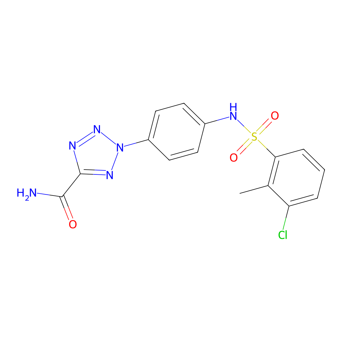 2-[4-(3-chloro-2-methylbenzenesulfonamido)phenyl]-2H-1,2,3,4-tetrazole-5-carboxamide molecular structure, CAS 1421584-22-6