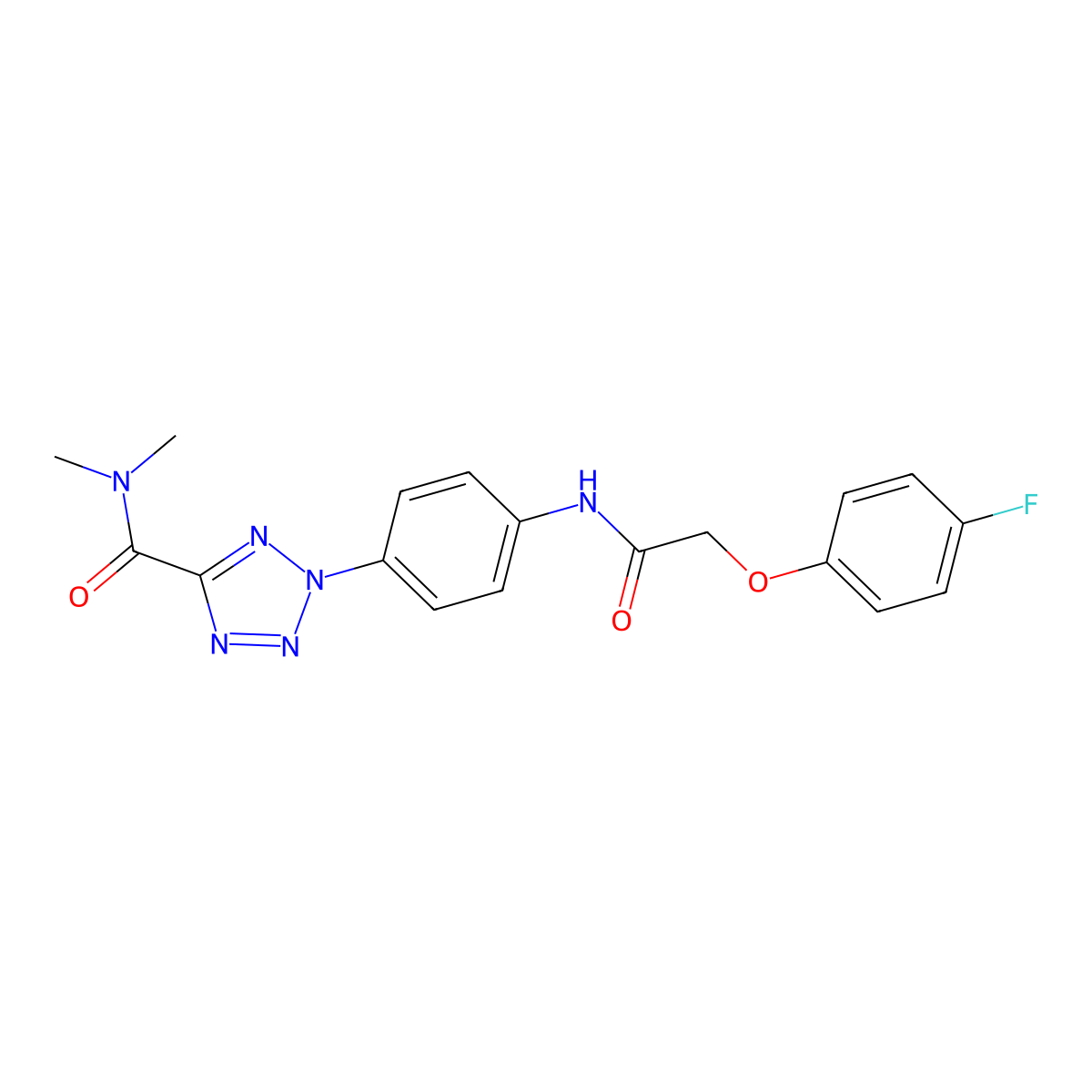2-(4-(2-(4-fluorophenoxy)acetamido)phenyl)-N,N-dimethyl-2H-tetrazole-5-carboxamide molecular structure, CAS 1421584-23-7