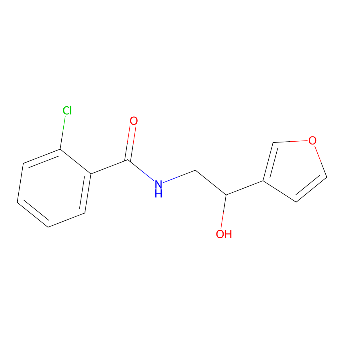 2-chloro-N-[2-(furan-3-yl)-2-hydroxyethyl]benzamide molecular structure, CAS 1421584-29-3
