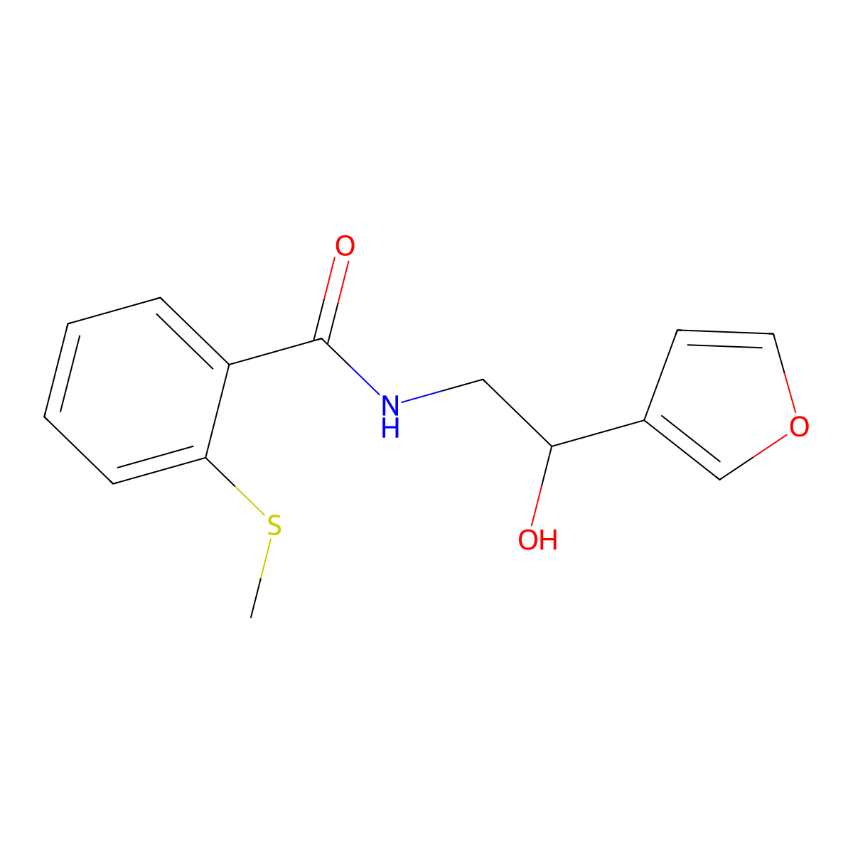 N-(2-(furan-3-yl)-2-hydroxyethyl)-2-(methylthio)benzamide molecular structure, CAS 1421584-32-8
