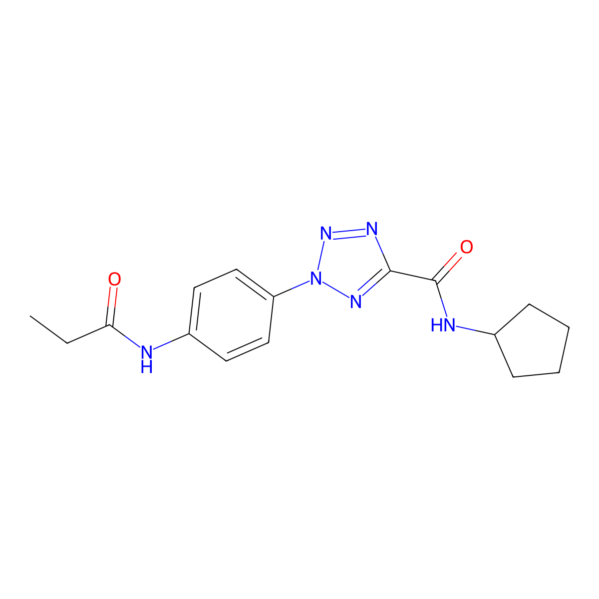 N-cyclopentyl-2-(4-propionamidophenyl)-2H-tetrazole-5-carboxamide molecular structure, CAS 1421584-41-9