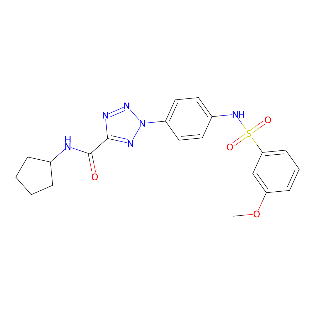 N-cyclopentyl-2-[4-(3-methoxybenzenesulfonamido)phenyl]-2H-1,2,3,4-tetrazole-5-carboxamide molecular structure, CAS 1421584-48-6