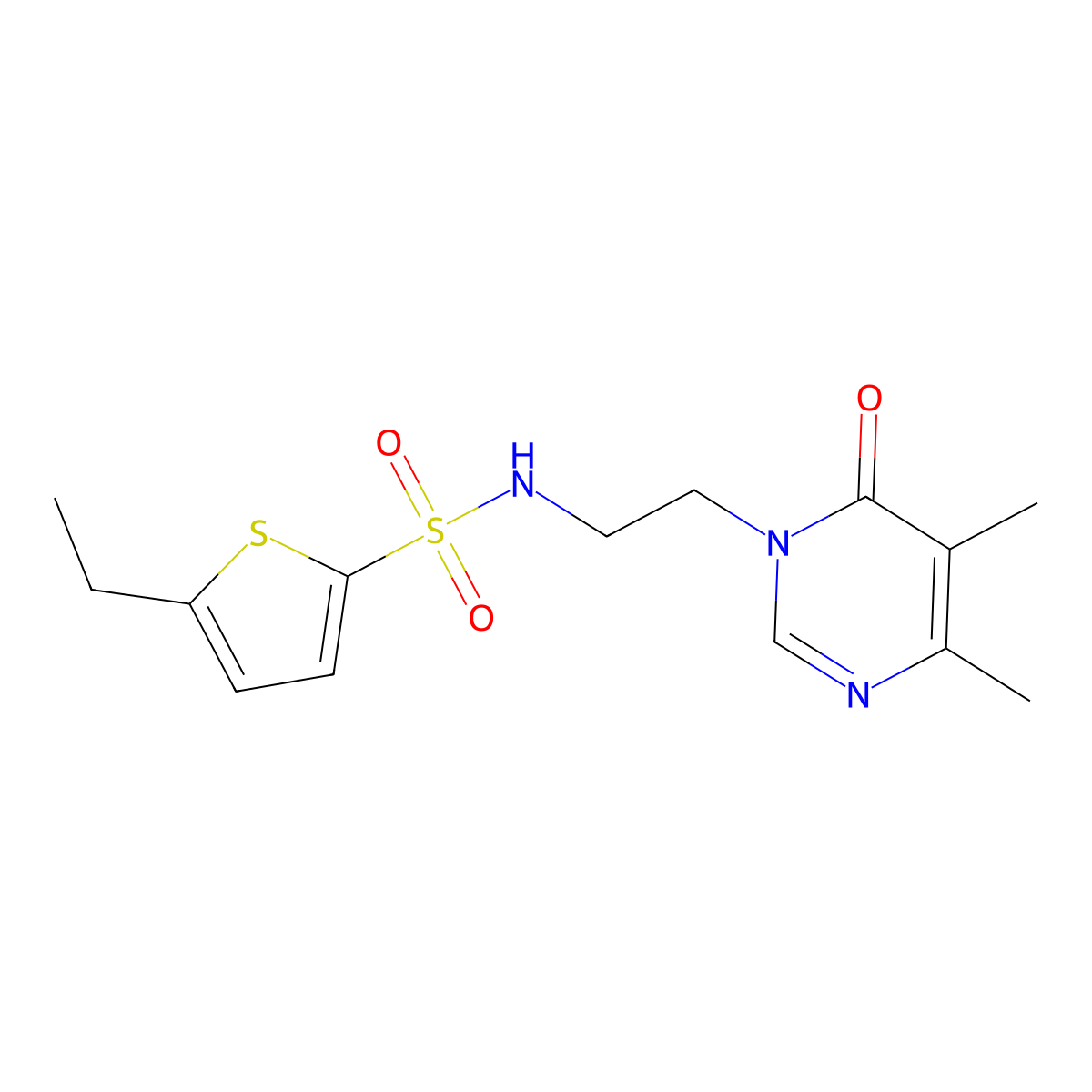N-(2-(4,5-dimethyl-6-oxopyrimidin-1(6H)-yl)ethyl)-5-ethylthiophene-2-sulfonamide molecular structure, CAS 1421584-54-4