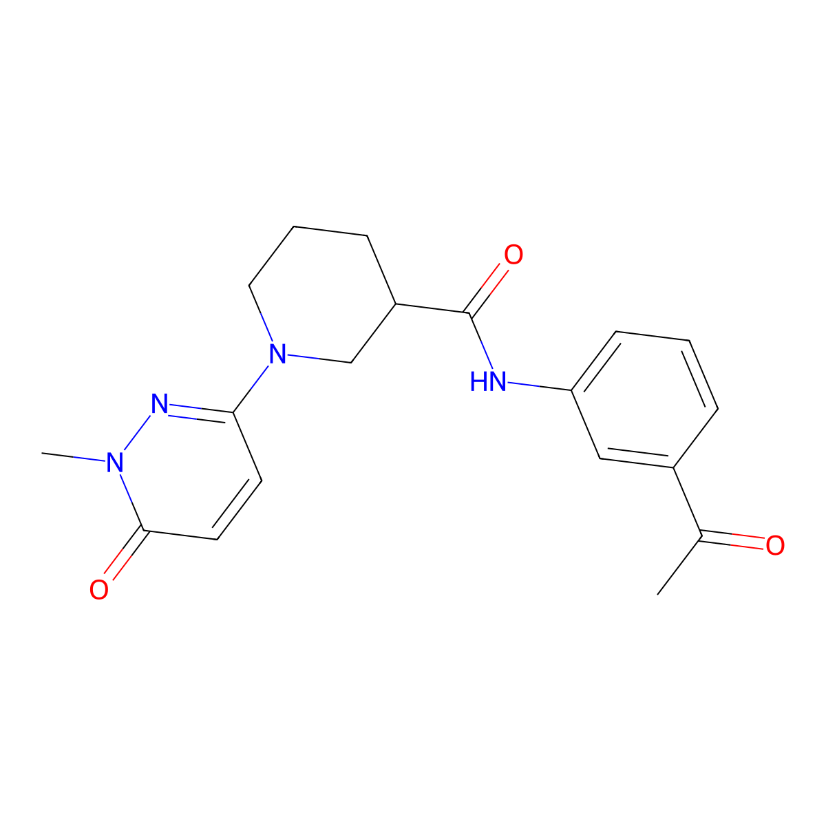 N-(3-acetylphenyl)-1-(1-methyl-6-oxo-1,6-dihydropyridazin-3-yl)piperidine-3-carboxamide molecular structure, CAS 1421584-56-6