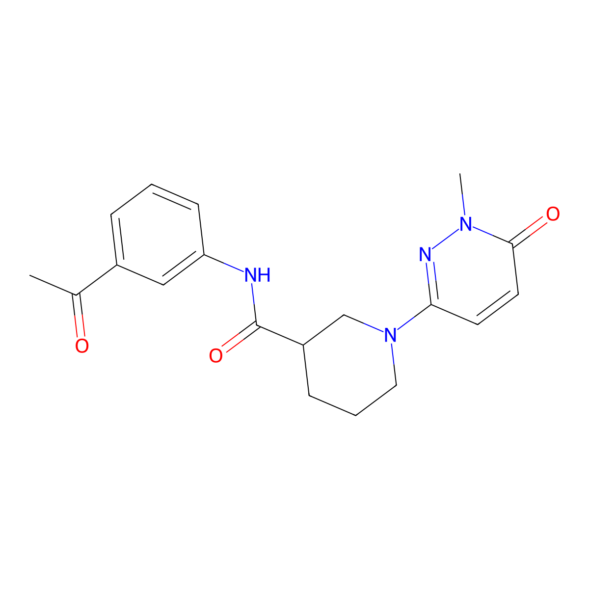 N-(3-acetylphenyl)-1-(1-methyl-6-oxo-1,6-dihydropyridazin-3-yl)piperidine-3-carboxamide molecular structure, CAS 1421584-56-6