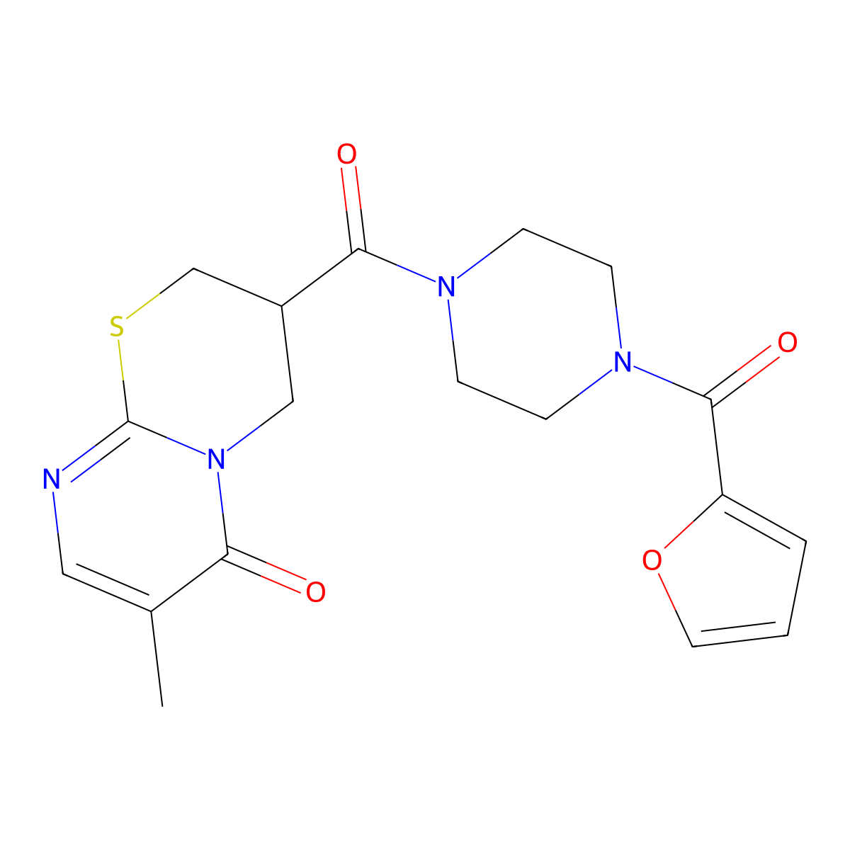 3-(4-(furan-2-carbonyl)piperazine-1-carbonyl)-7-methyl-3,4-dihydropyrimido[2,1-b][1,3]thiazin-6(2H)-one molecular structure, CAS 1421584-57-7