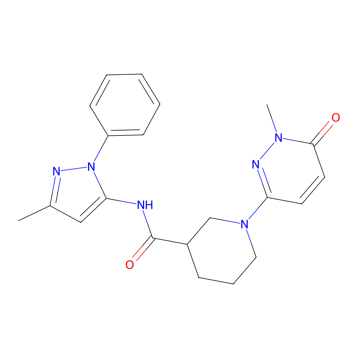 N-(3-methyl-1-phenyl-1H-pyrazol-5-yl)-1-(1-methyl-6-oxo-1,6-dihydropyridazin-3-yl)piperidine-3-carboxamide molecular structure, CAS 1421584-62-4