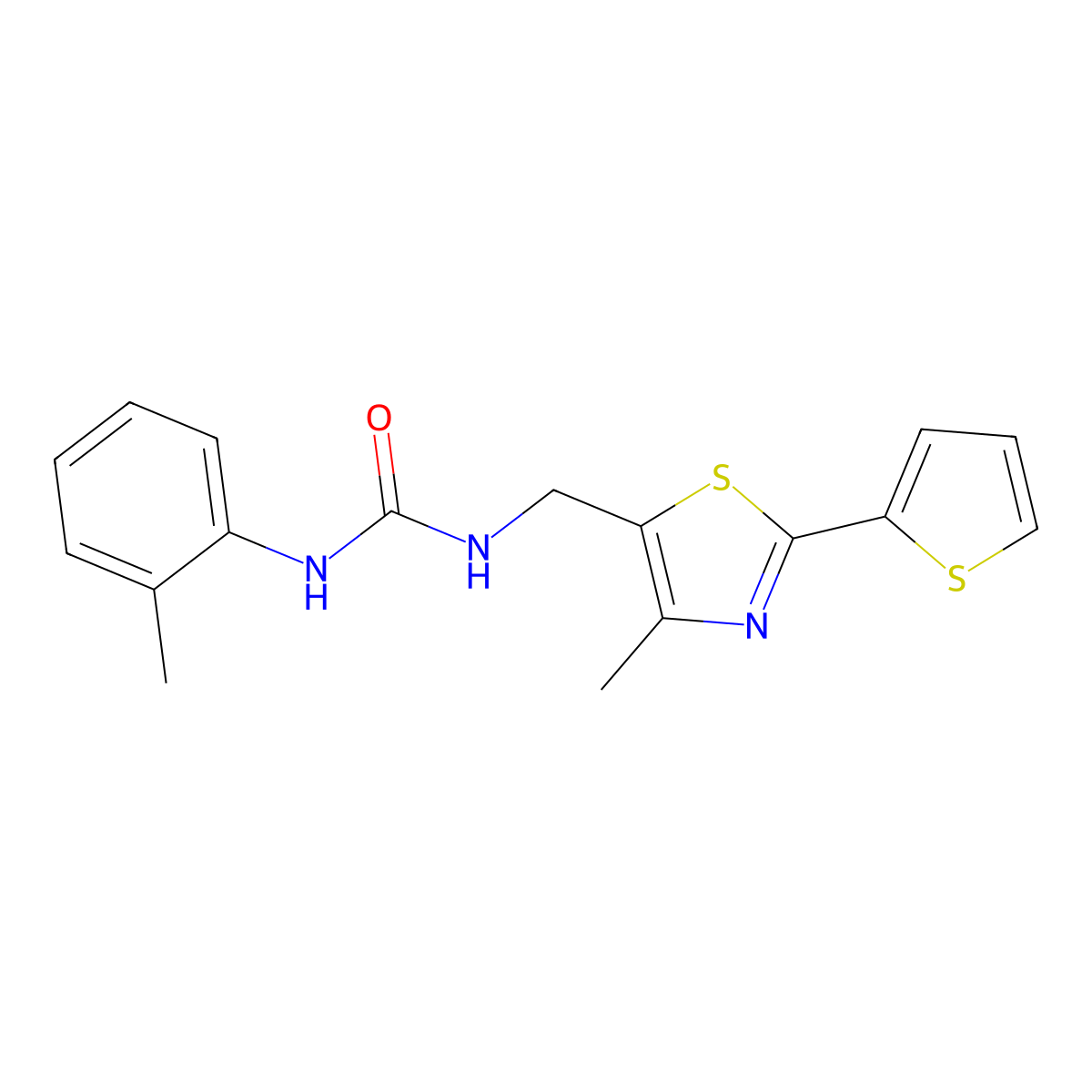 1-((4-Methyl-2-(thiophen-2-yl)thiazol-5-yl)methyl)-3-(o-tolyl)urea molecular structure, CAS 1421584-73-7