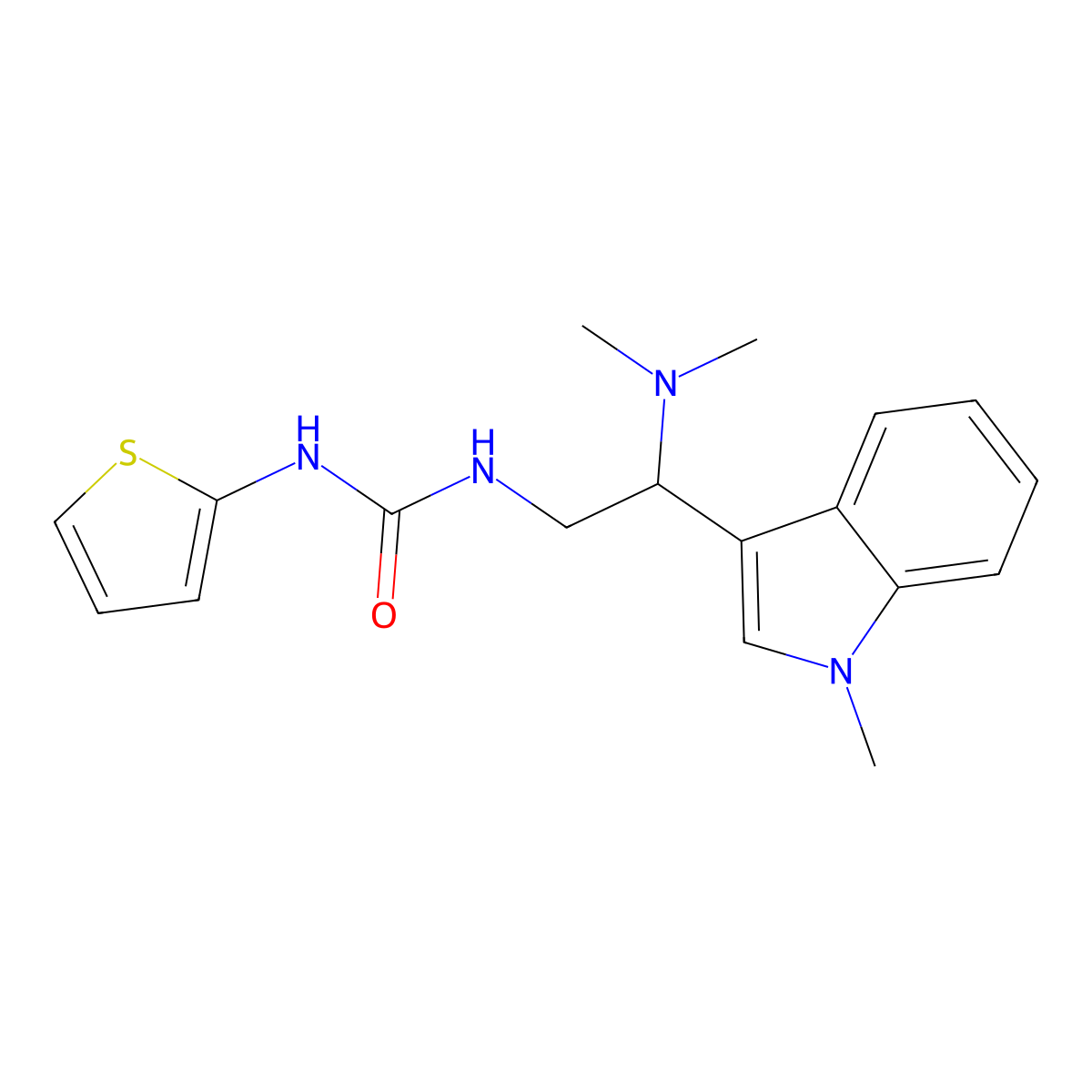 1-(2-(dimethylamino)-2-(1-methyl-1H-indol-3-yl)ethyl)-3-(thiophen-2-yl)urea molecular structure, CAS 1421584-77-1