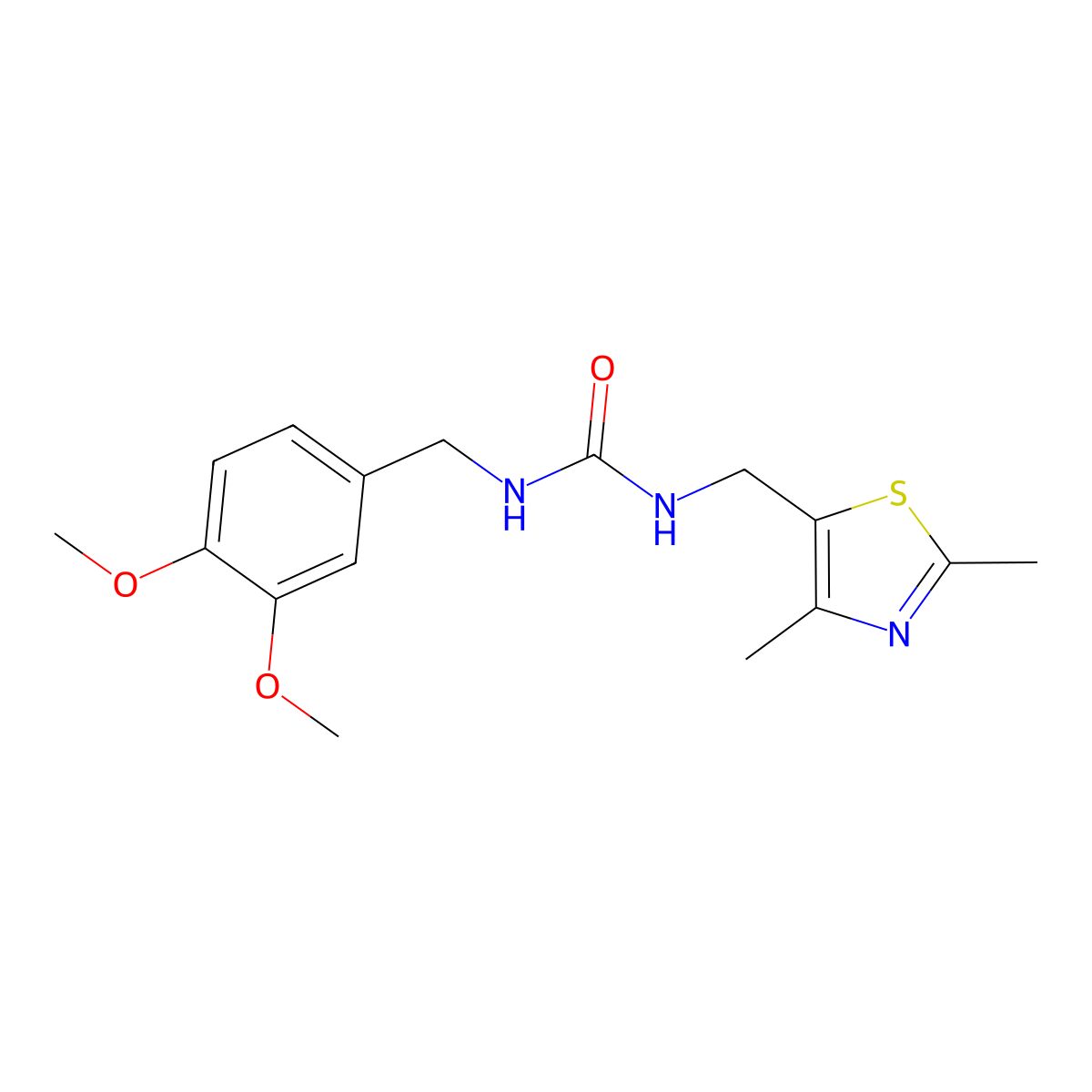 1-(3,4-Dimethoxybenzyl)-3-((2,4-dimethylthiazol-5-yl)methyl)urea molecular structure, CAS 1421584-82-8