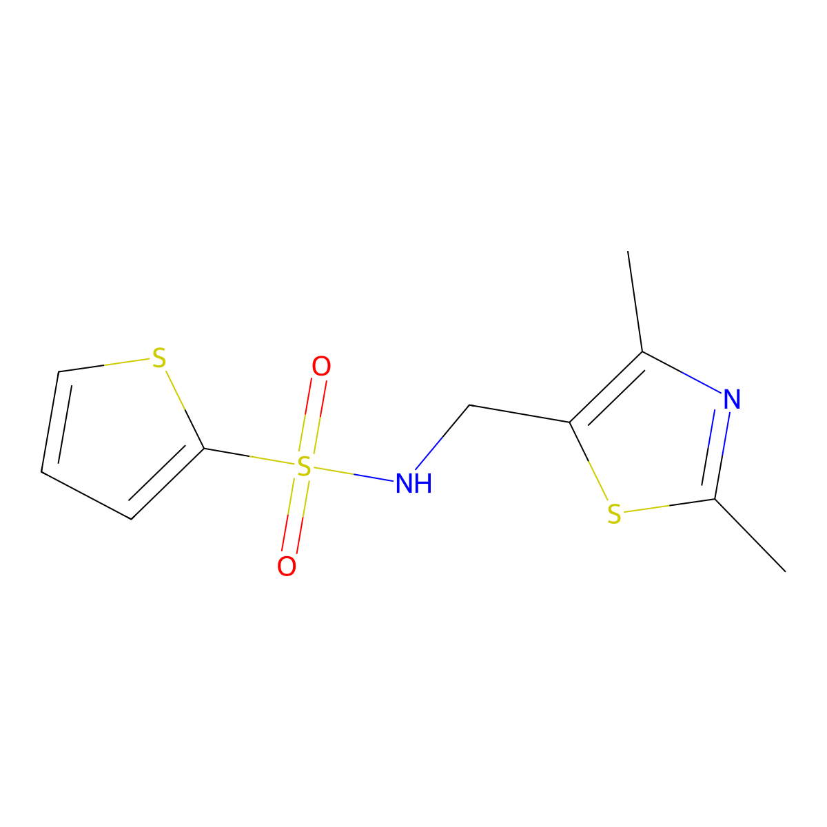 N-((2,4-dimethylthiazol-5-yl)methyl)thiophene-2-sulfonamide molecular structure, CAS 1421584-85-1