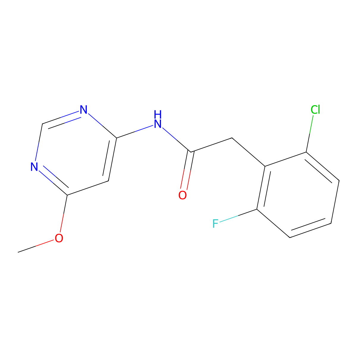 2-(2-chloro-6-fluorophenyl)-N-(6-methoxypyrimidin-4-yl)acetamide molecular structure, CAS 1421584-93-1